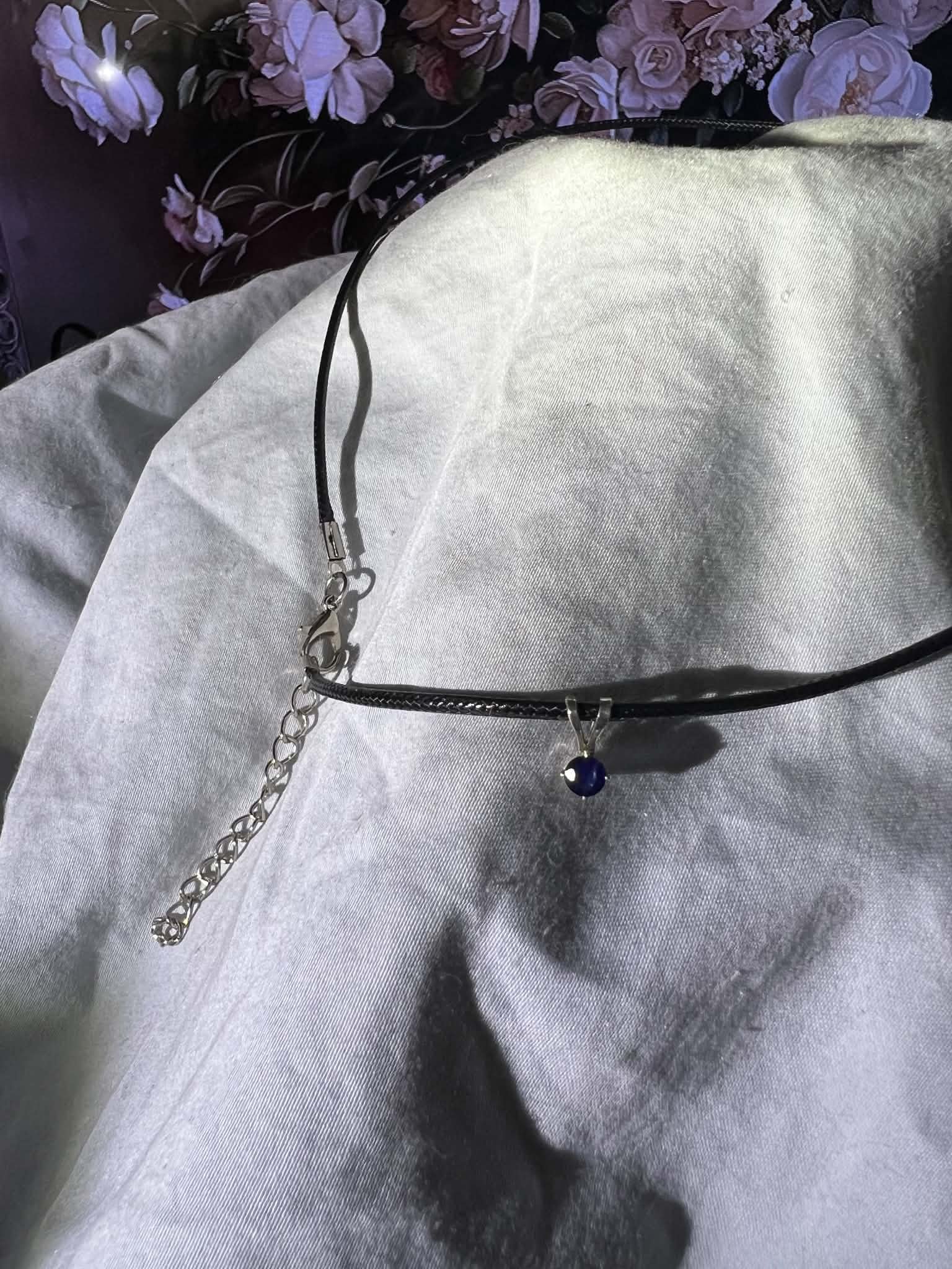 Sterling Silver Deep Blue Saphire with Braided Nylon Rope 6.jfif