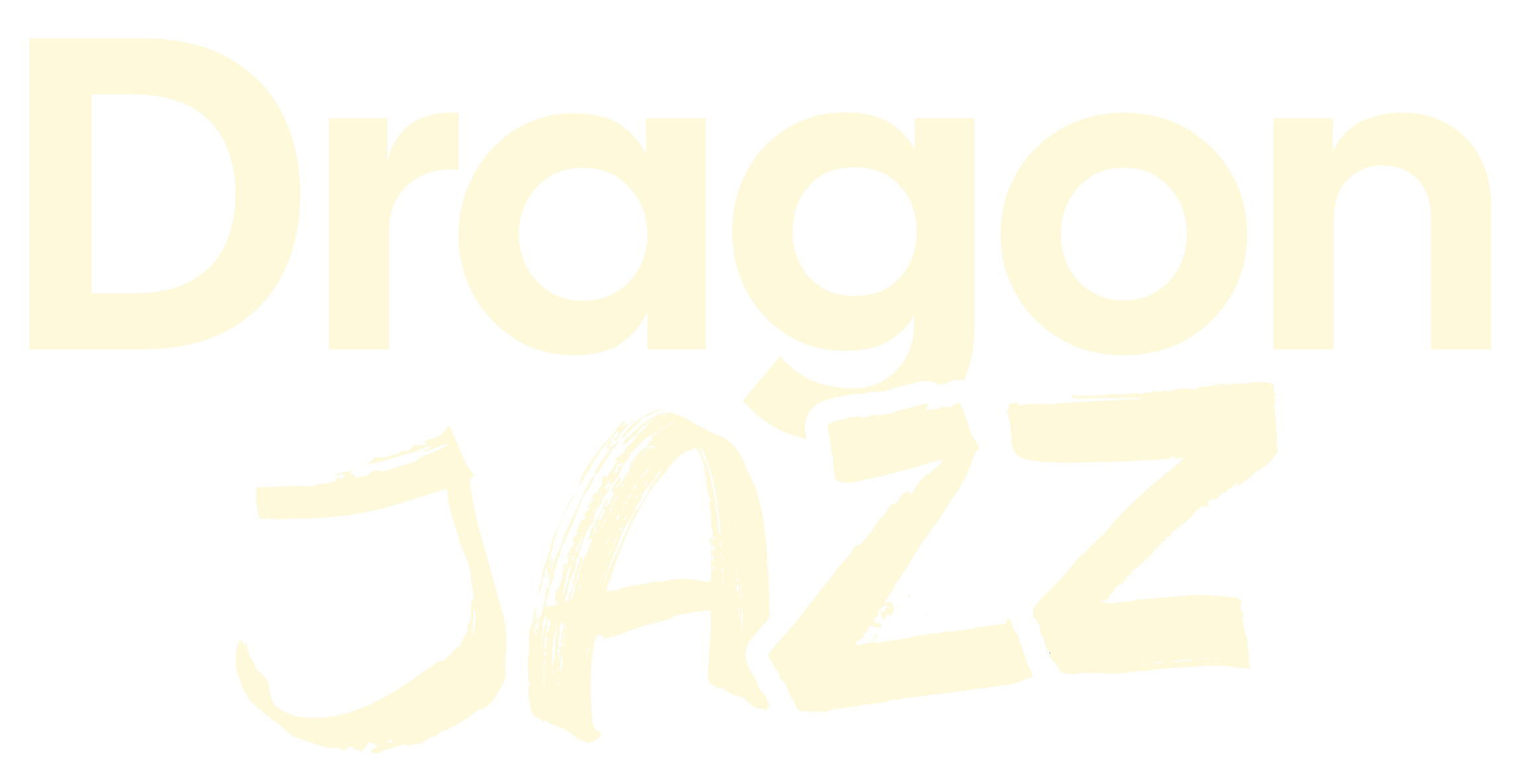 Afbeelding van het logo met de tekst 'Dragon Jazz' in grote, witte letters op een zwarte achtergrond