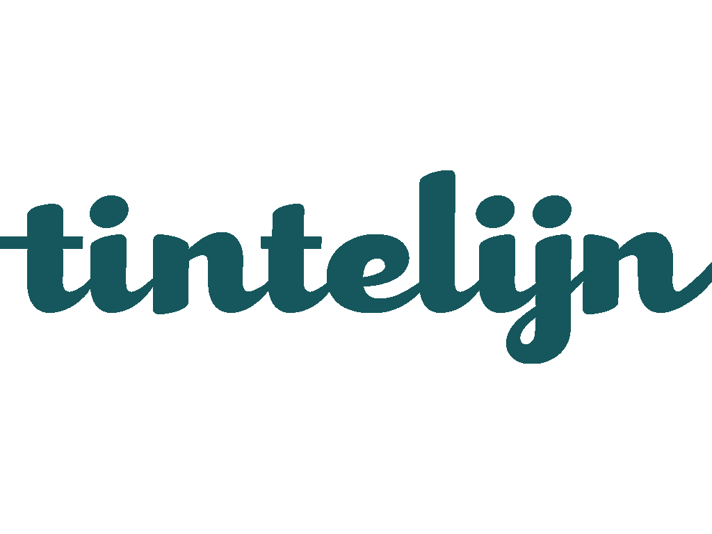 De afbeelding toont het logo van Tintelijn, met de merknaam in een gestileerd, cursief lettertype.