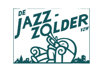Logo van De Jazz Zolder, met een muziekthema en een abstract ontwerp.