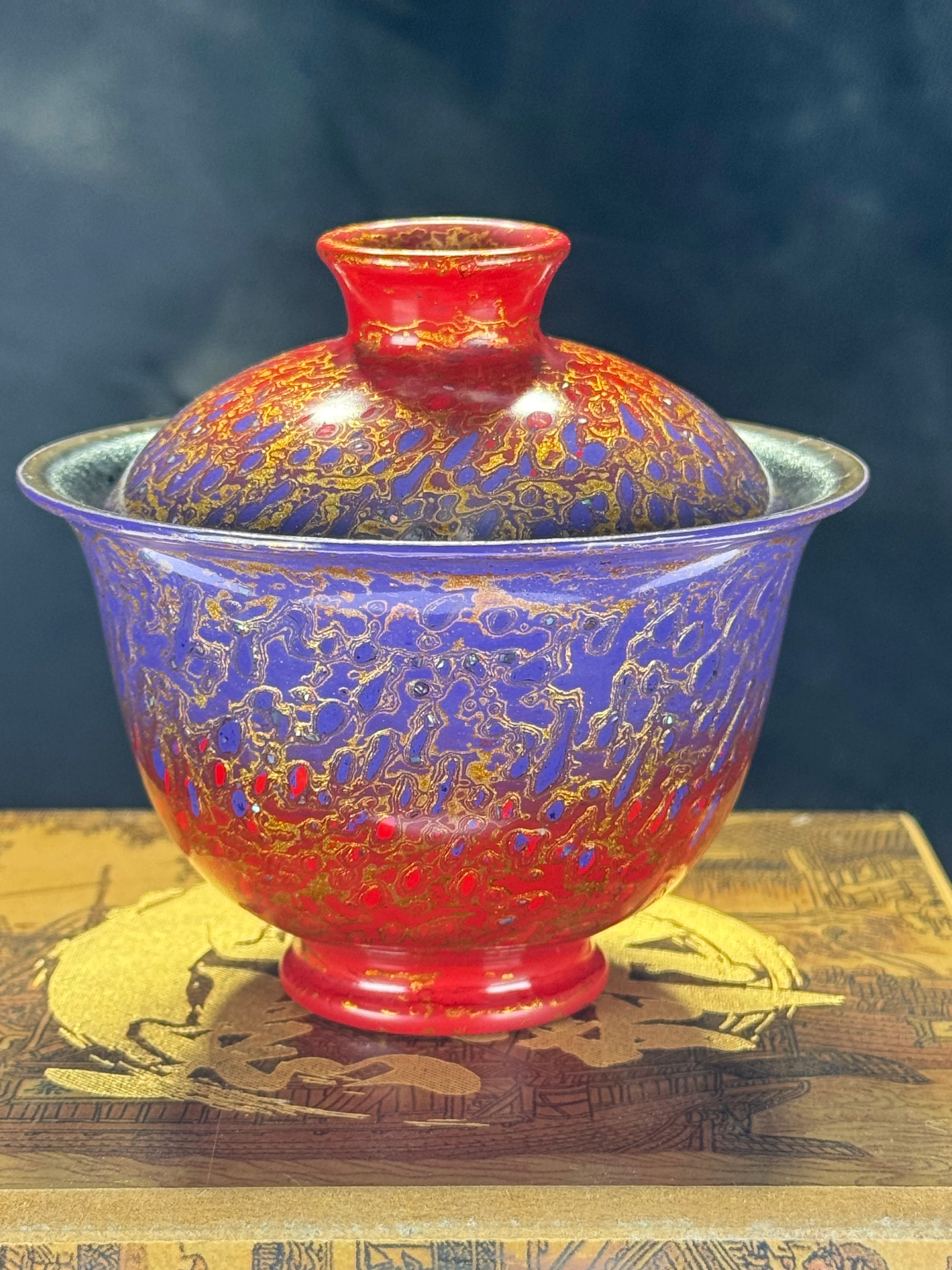 Jian Zhan Daqi Gaiwan with Silver Oil-Drop Glaze