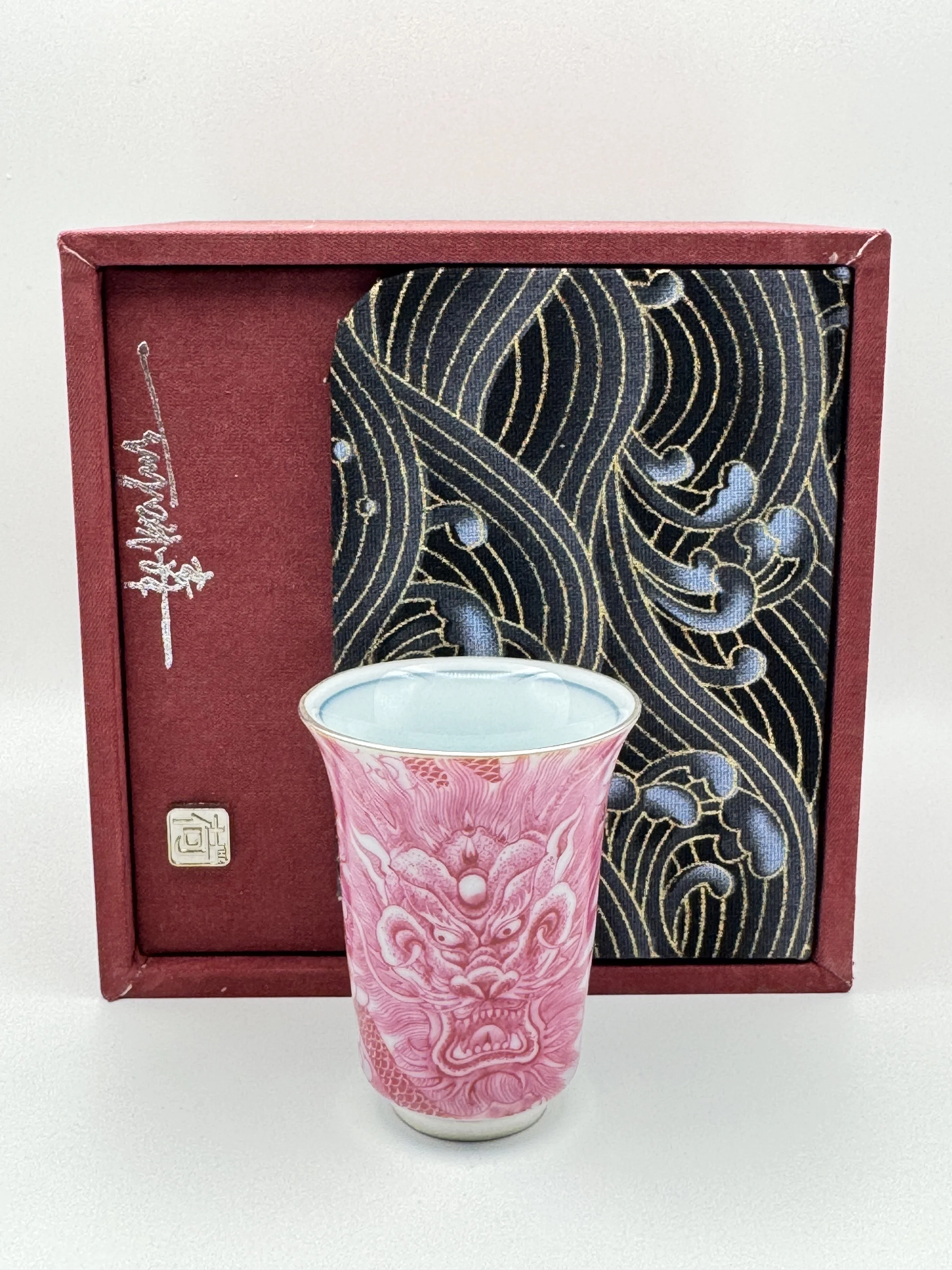 Porcelain Silver Lined Dragon Shot Glass