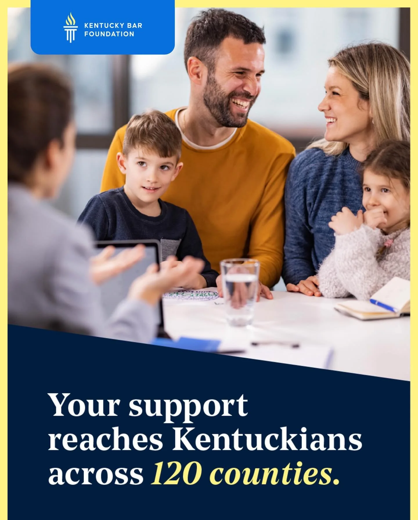 Because justice should never depend on your zip code. 💙&nbsp;

Thanks to your support, the Kentucky Bar Foundation helps fund legal services and education programs that reach all 120 Kentucky counties supporting families, children, and individuals w