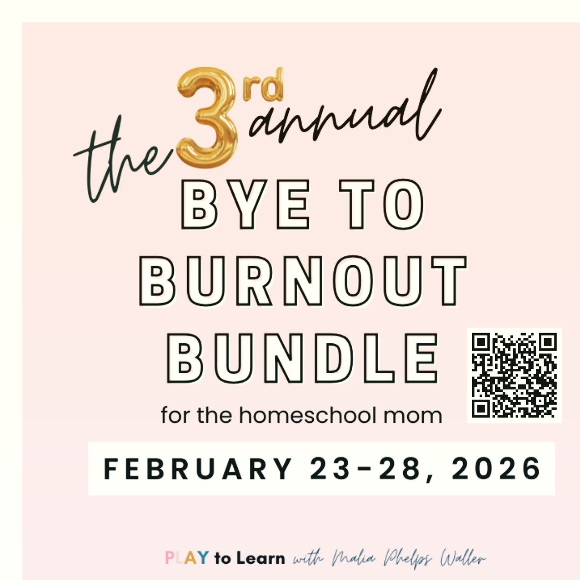 Do you homeschool? The Bye to Burnout Bundle is a free homeschool bundle + community experience for overwhelmed moms.
 When you register, you&rsquo;ll get access to 20 contributor resources, a bundle-only community inside the PLAY to Learn Homeschool