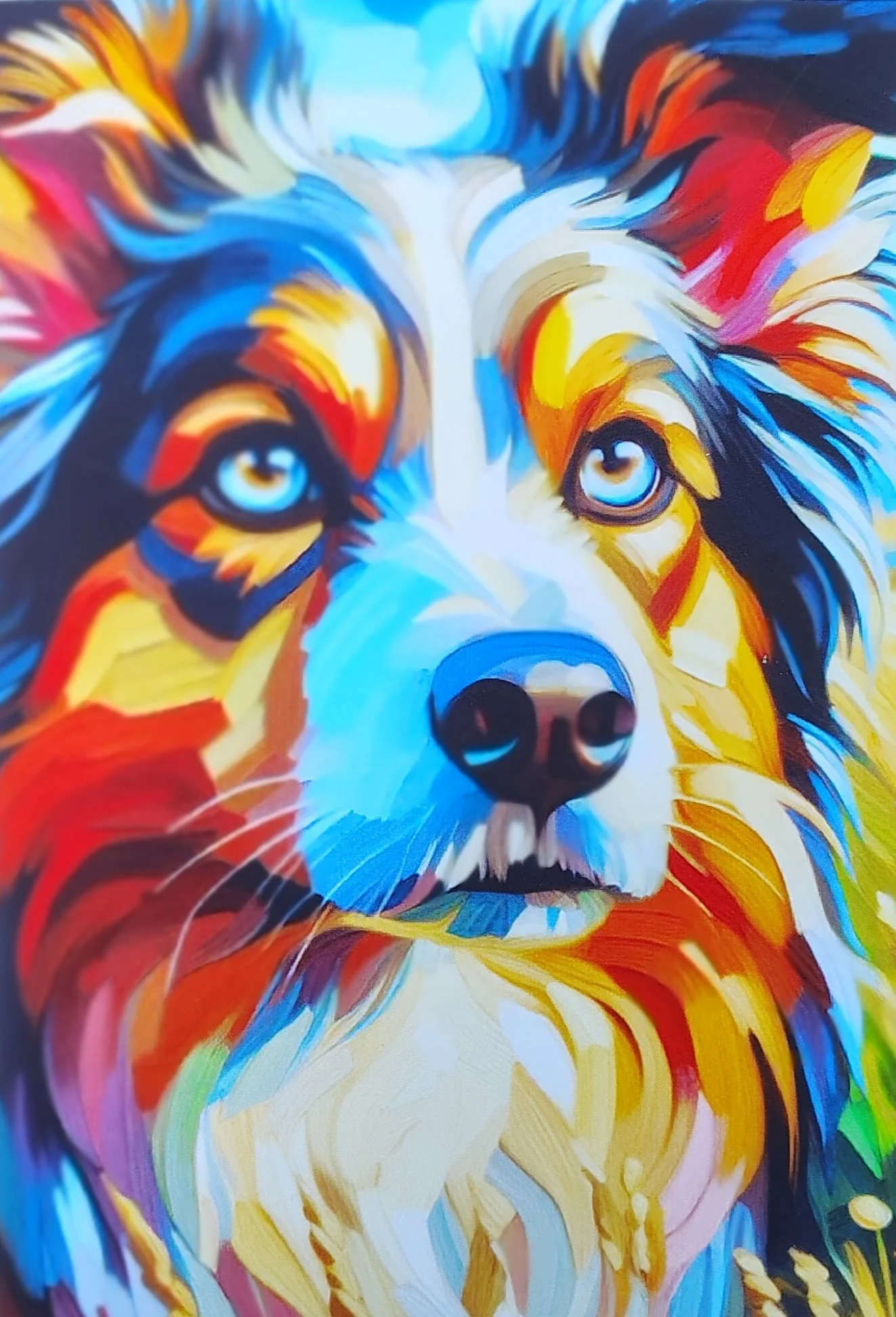 Vivid Canine Canvas Greeting Card