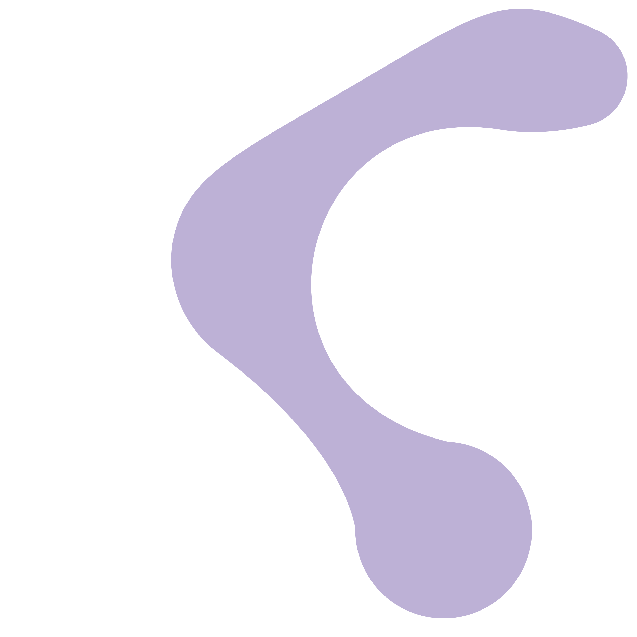 Simplified purple shape on a black background, resembling an abstract lowercase 's' with rounded ends.