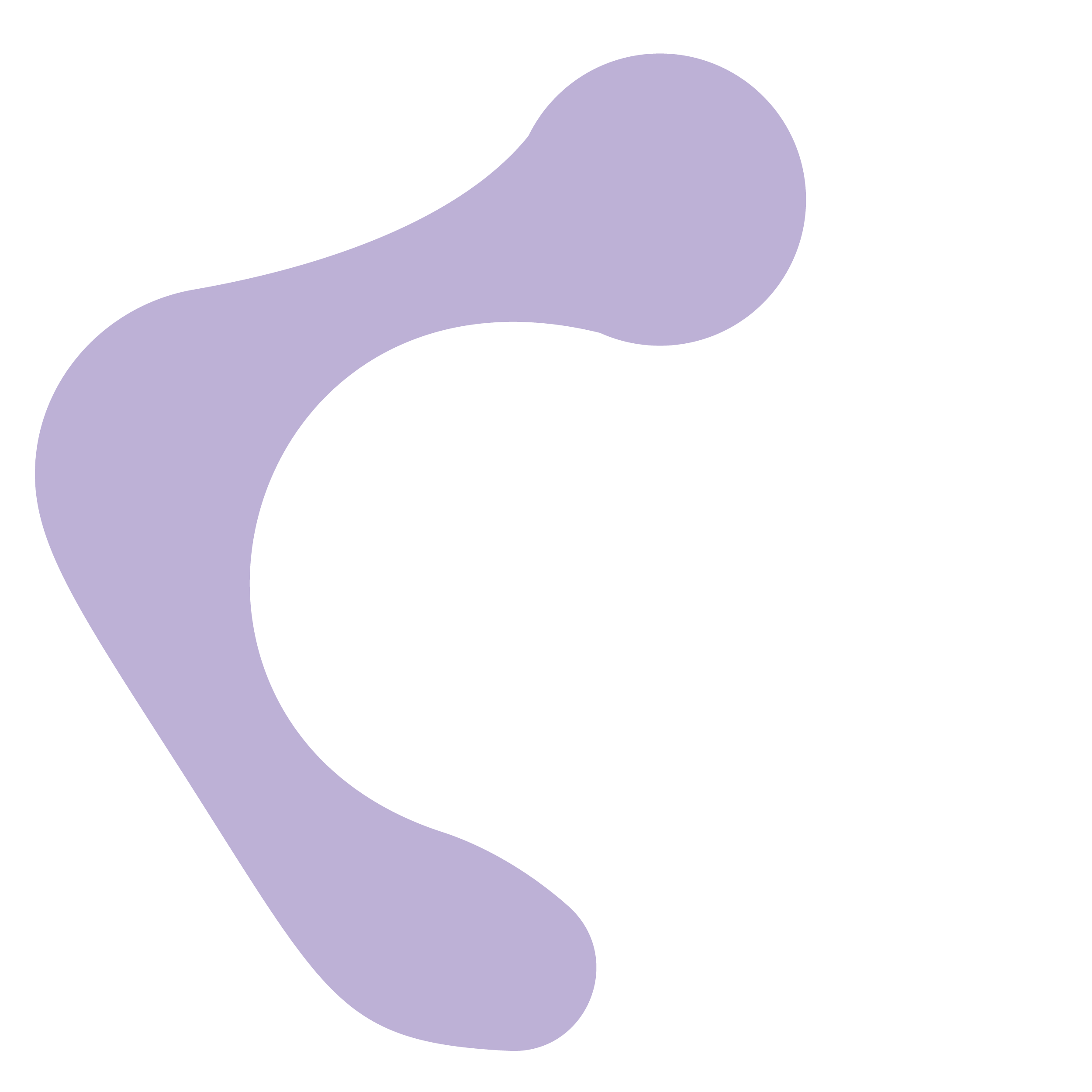 Purple abstract shape with rounded edges on a black background.