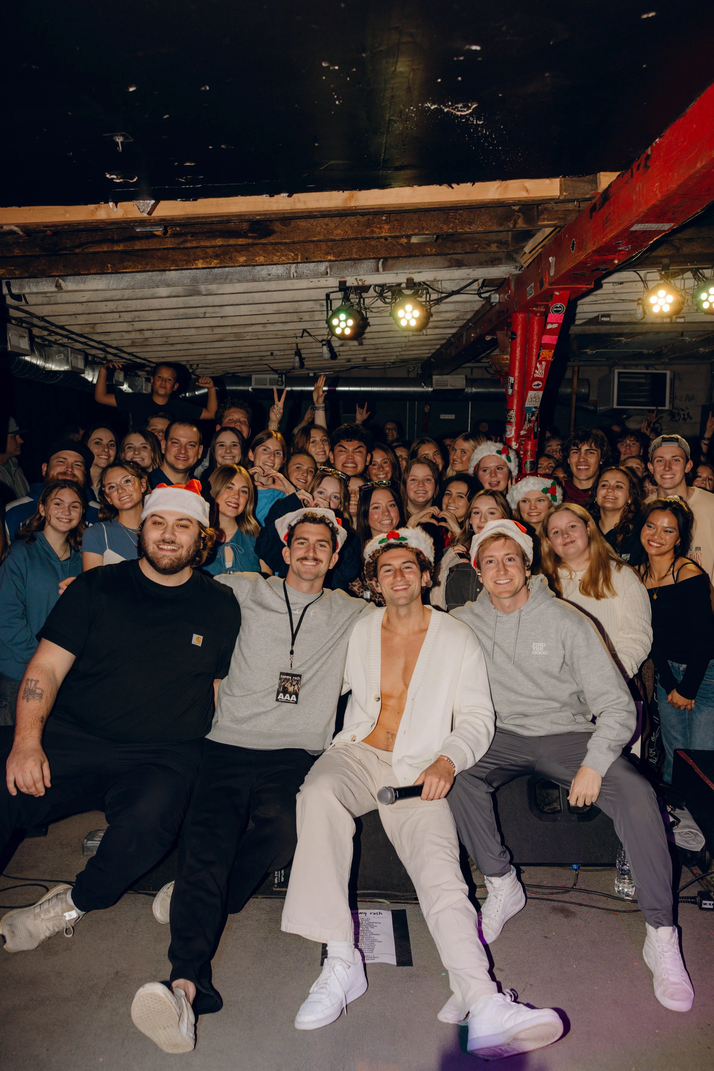 The Sammy Rash crew on stage group photo at a show in Salt Lake City.