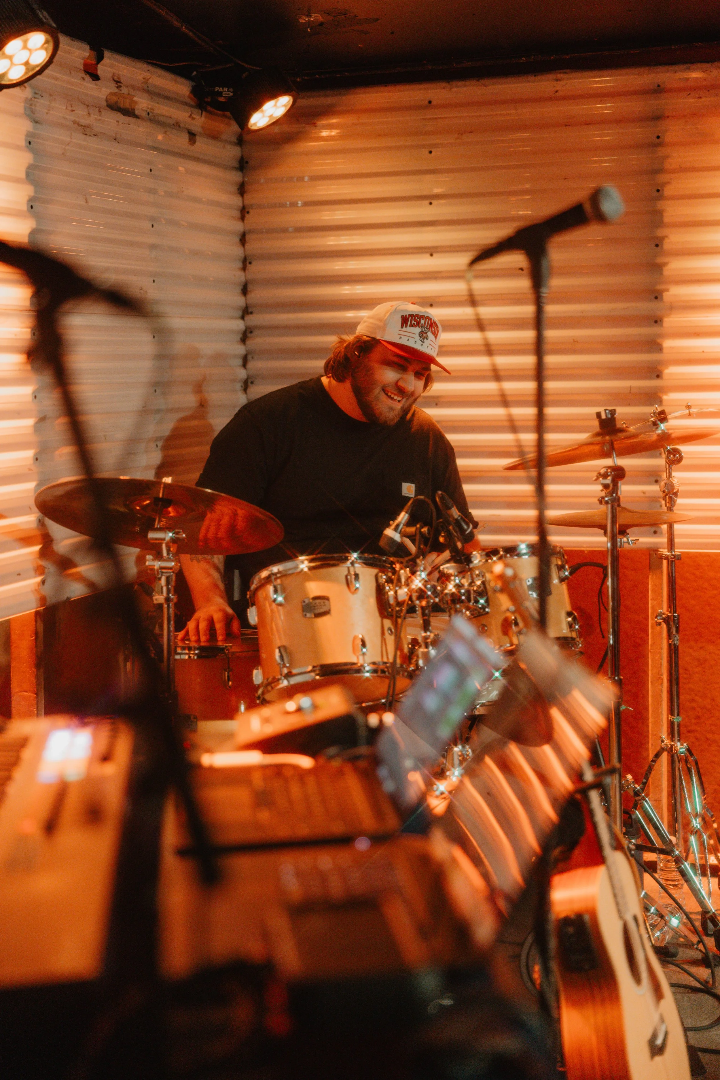 Sammy Rash's drummer Josh playing a drum set in a a show in Salt Lake City.