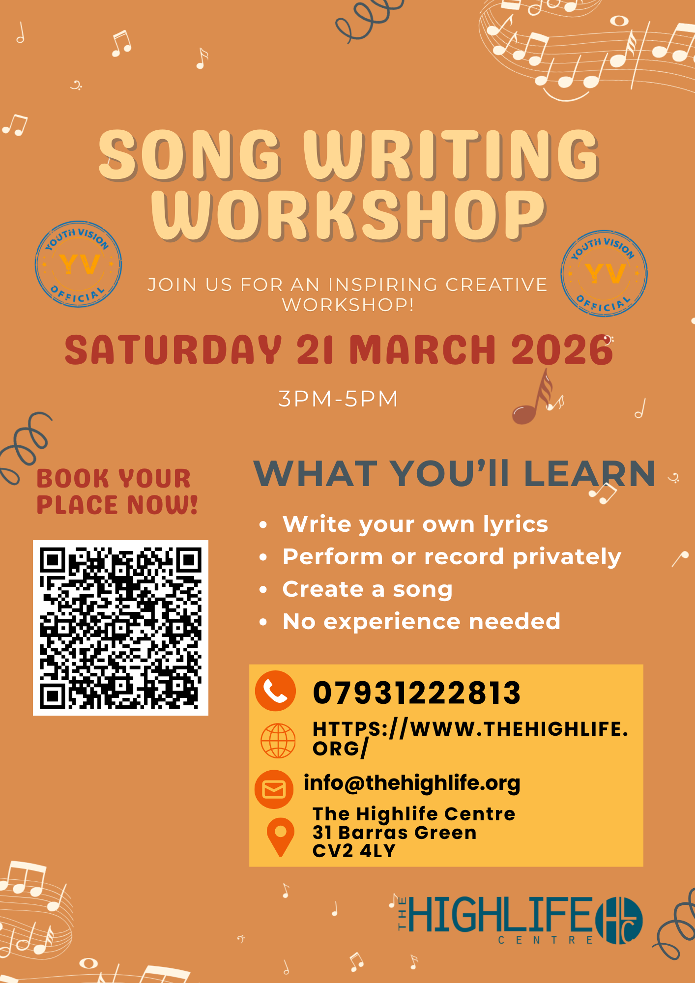 Free Coventry Youth Song Writing Workshop