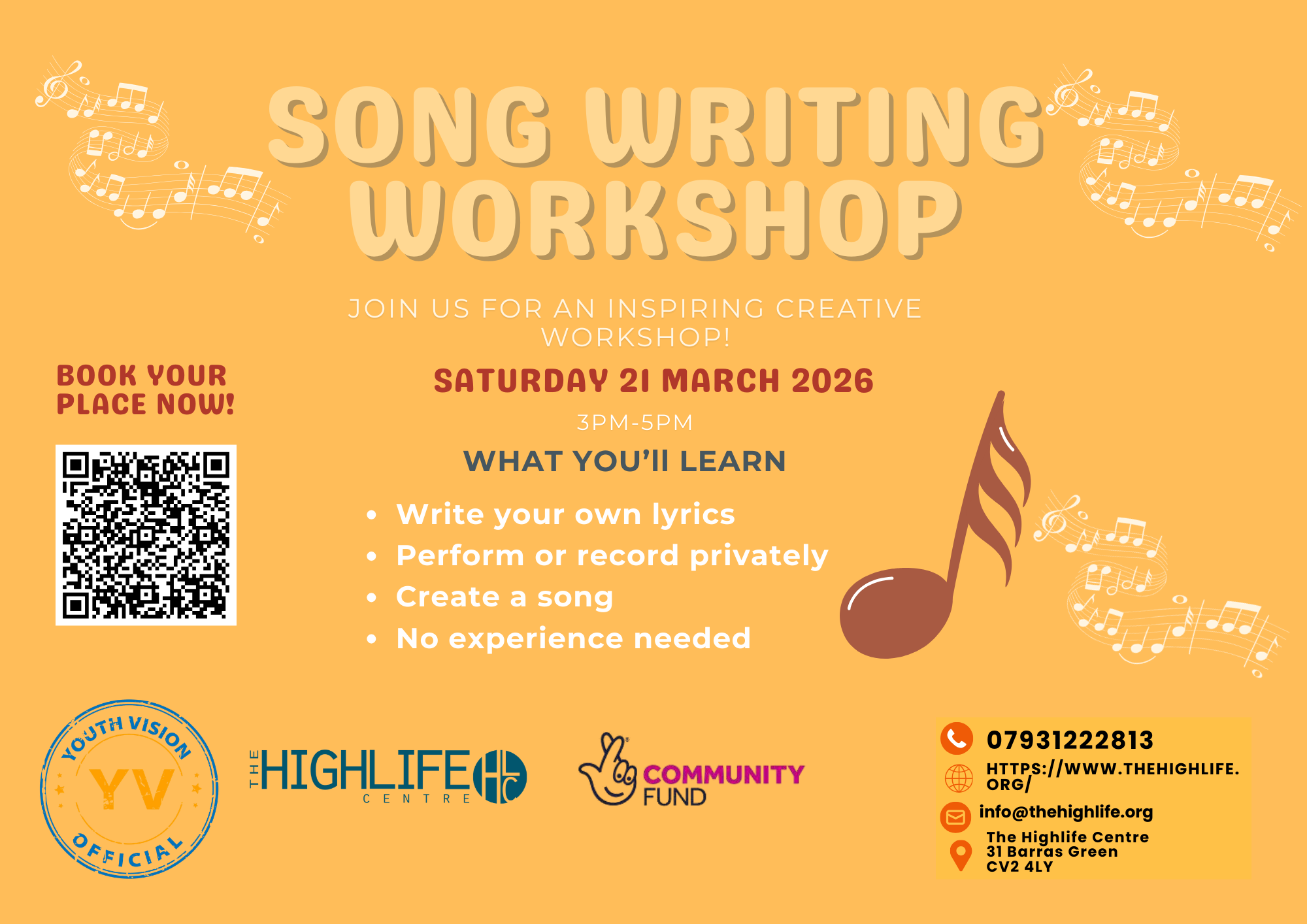 Free Coventry Youth Song Writing Workshop