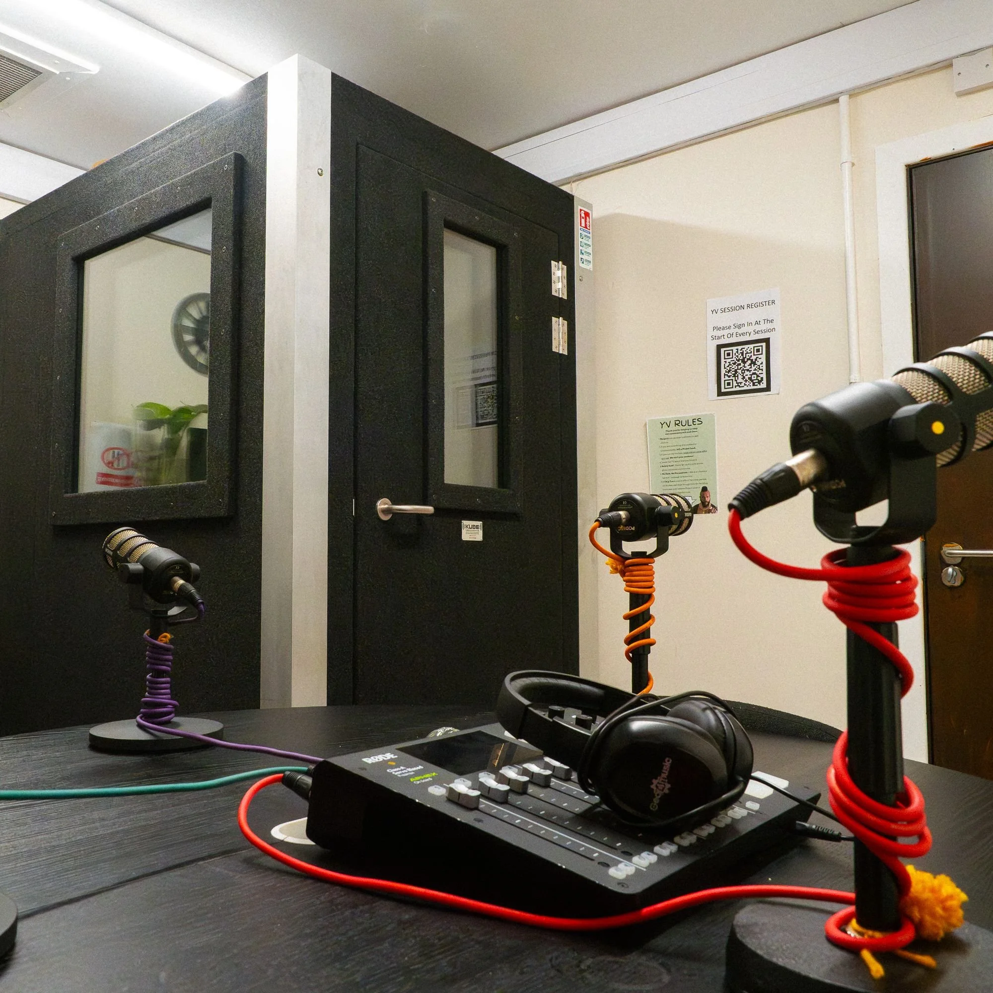 Podcasting equipment and a sound booth