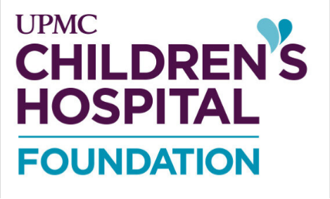 Logo for UPMC Children's Hospital Foundation with text and a blue ribbon design.