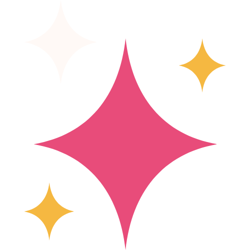 Pink and yellow sparkling star shapes on a black background.