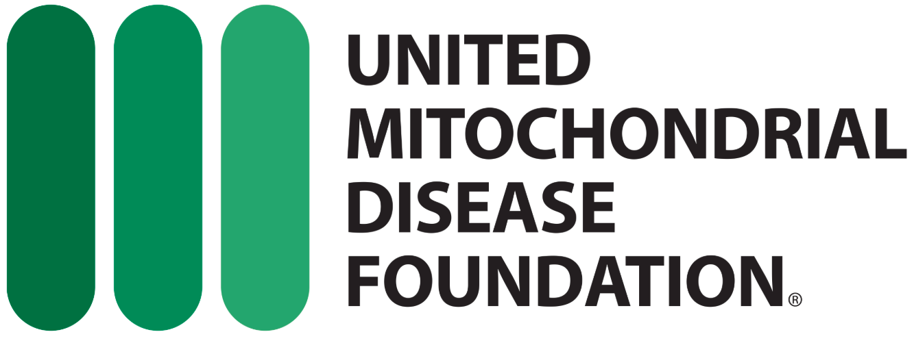 Logo of the United Mitochondrial Disease Foundation with three green vertical ovals and the organization's name in black text.