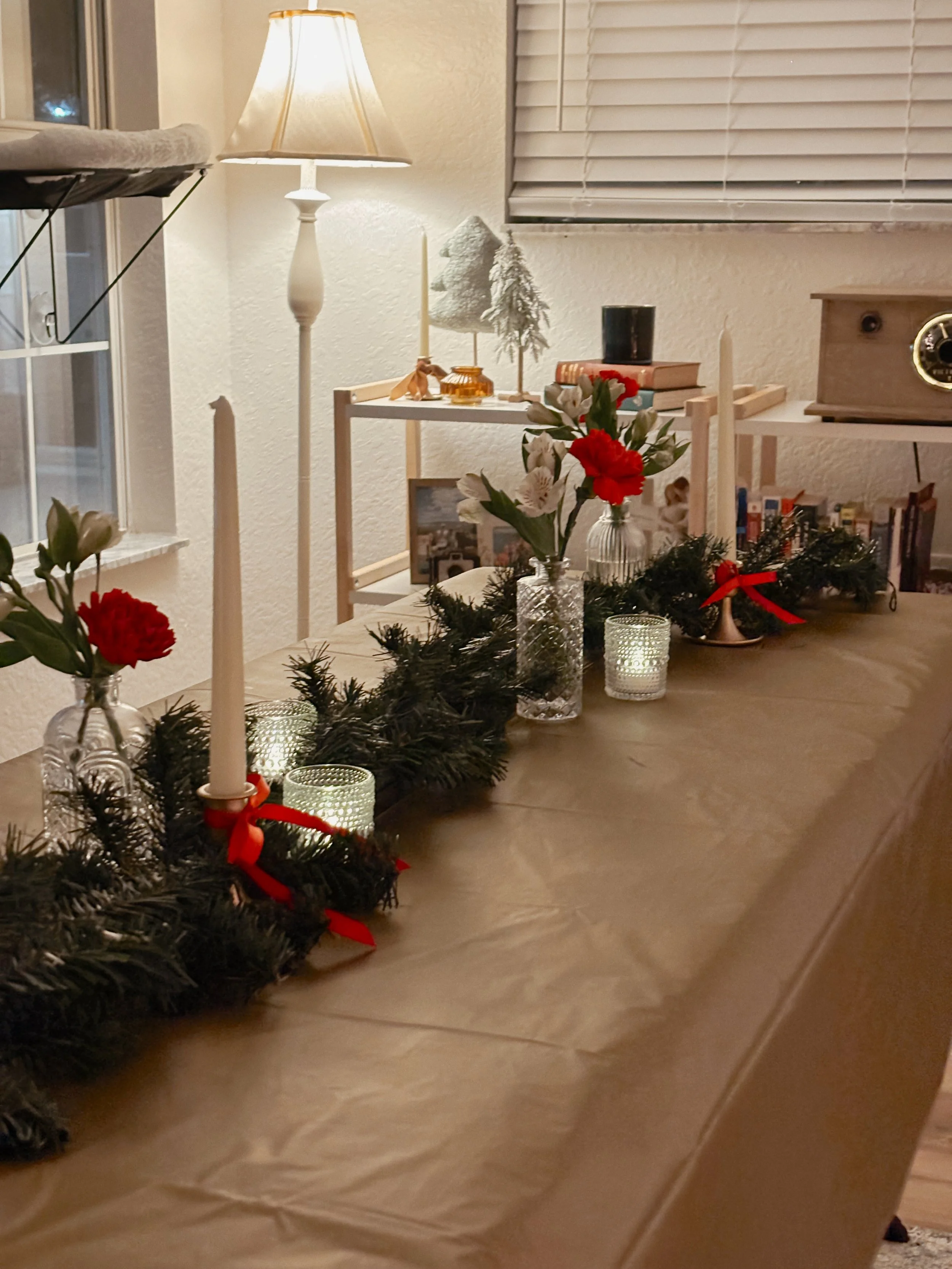 aesthetic tablescape bud vases flowers candles 1.JPG