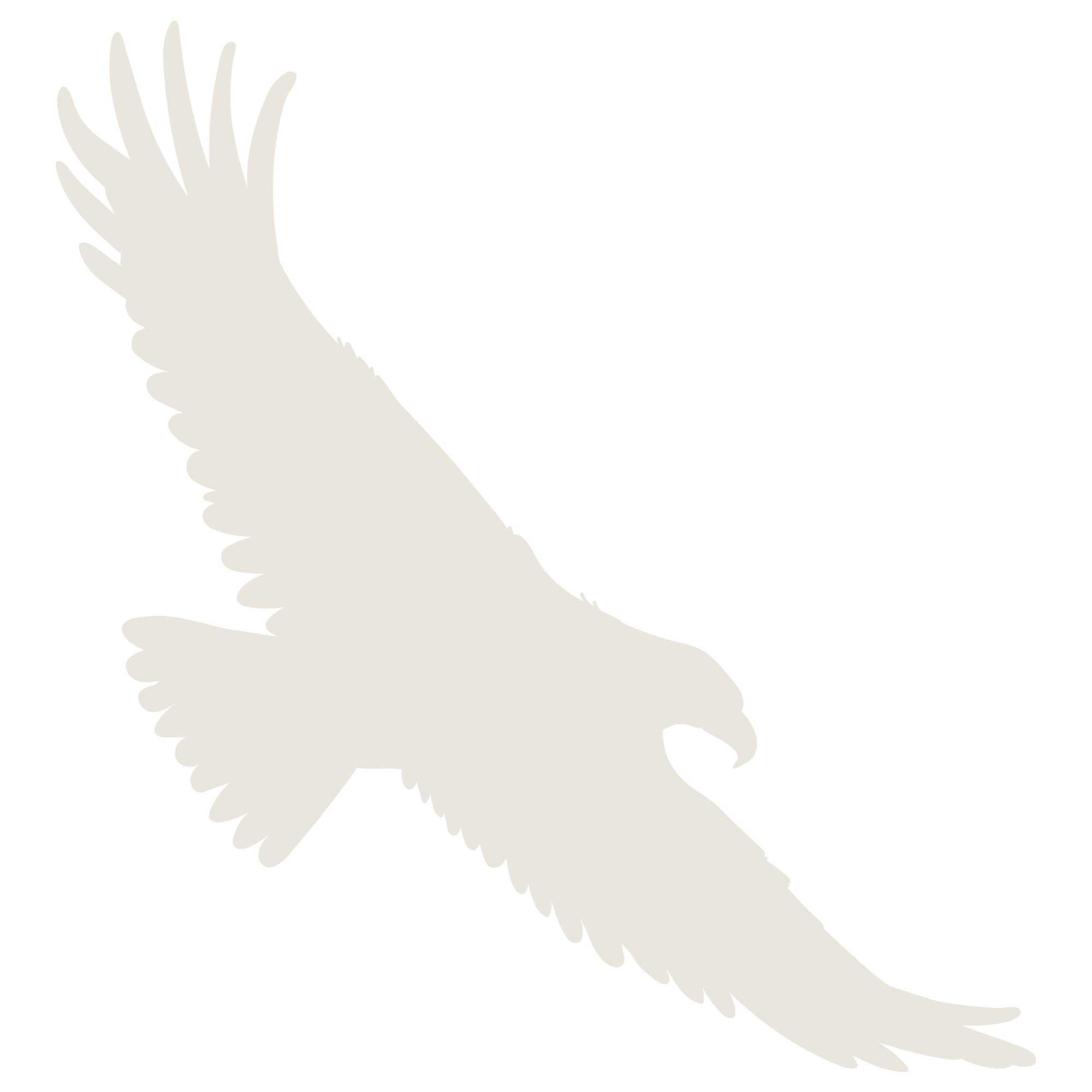 Silhouette of an eagle with wings spread wide flying against a black background.