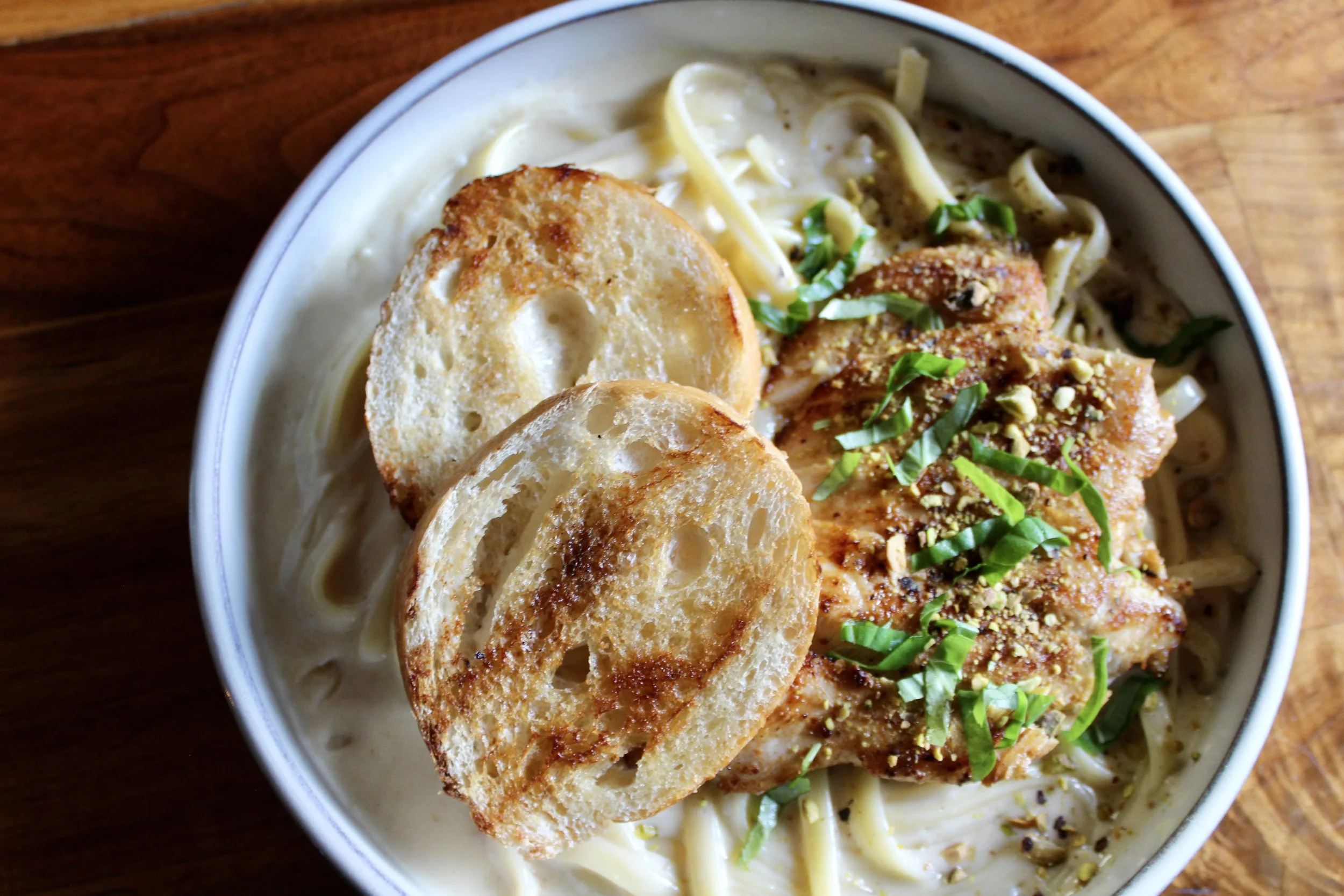 Our Mornay Pasta with Blacked Chicken 