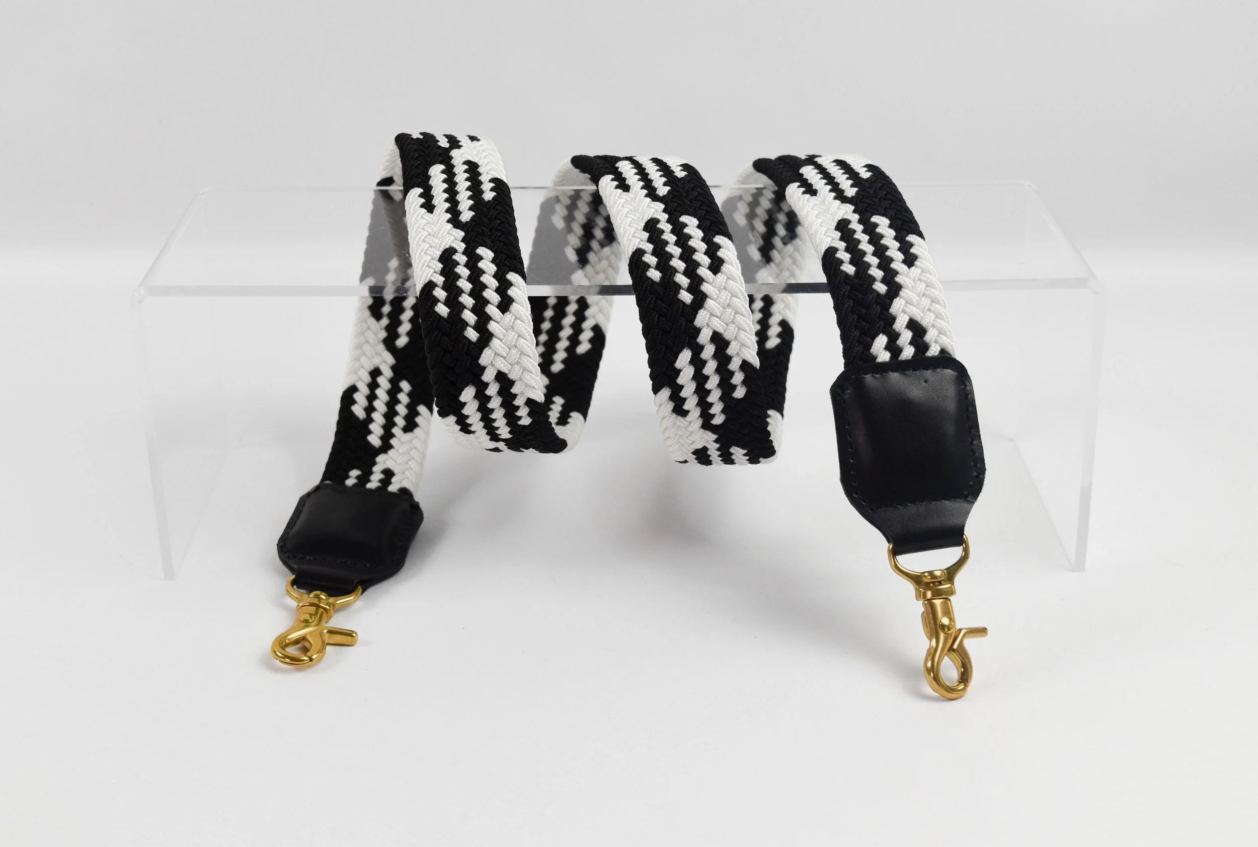 Premium Black & White Woven Bag Strap