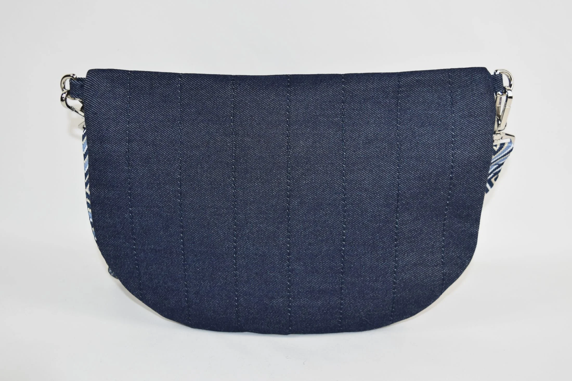 Blue Denim Bum Bag Silver Back.JPG