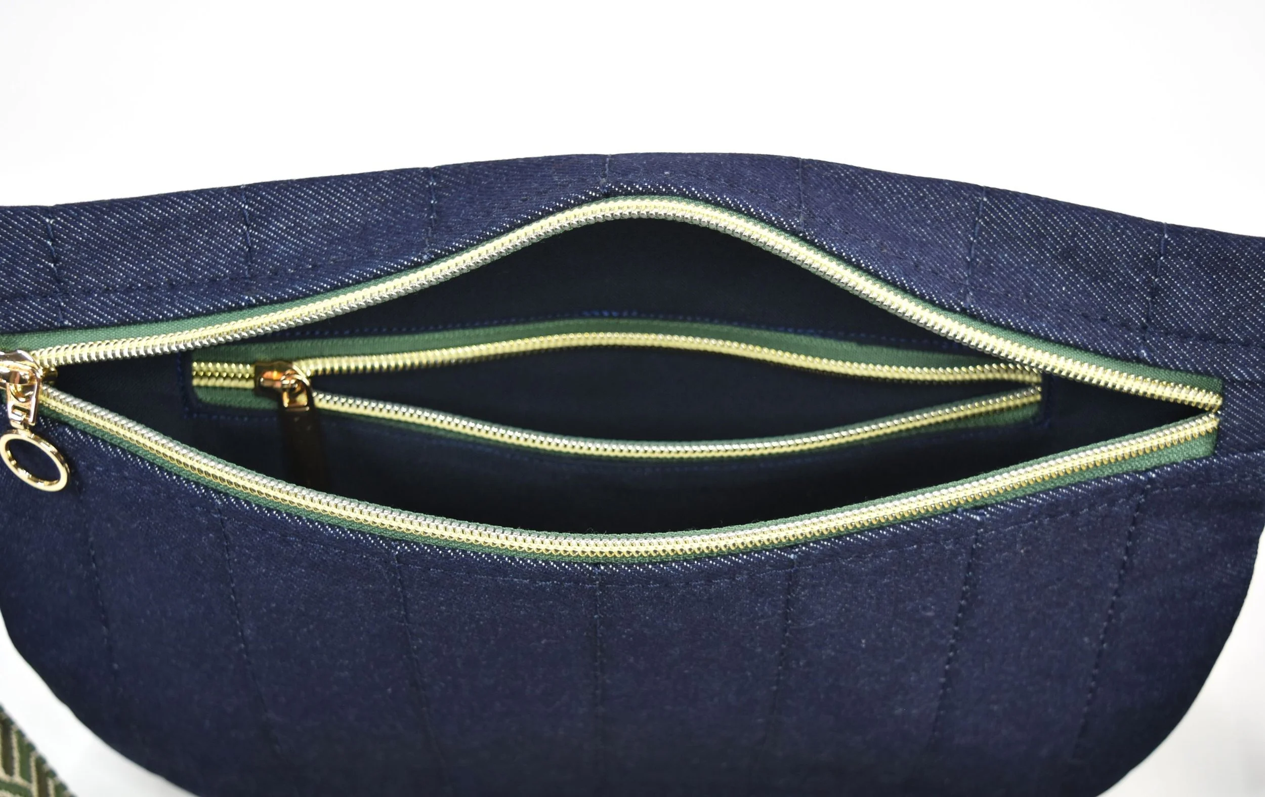 Denim Bum Bag Green A Interior.JPG