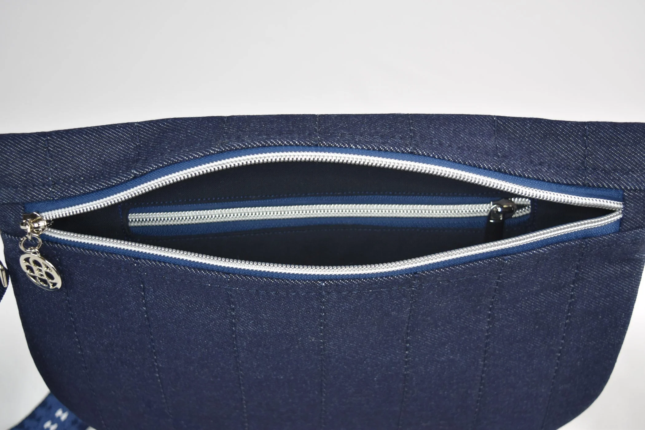 Blue Denim Bum Bag A Silver Interior.jpg