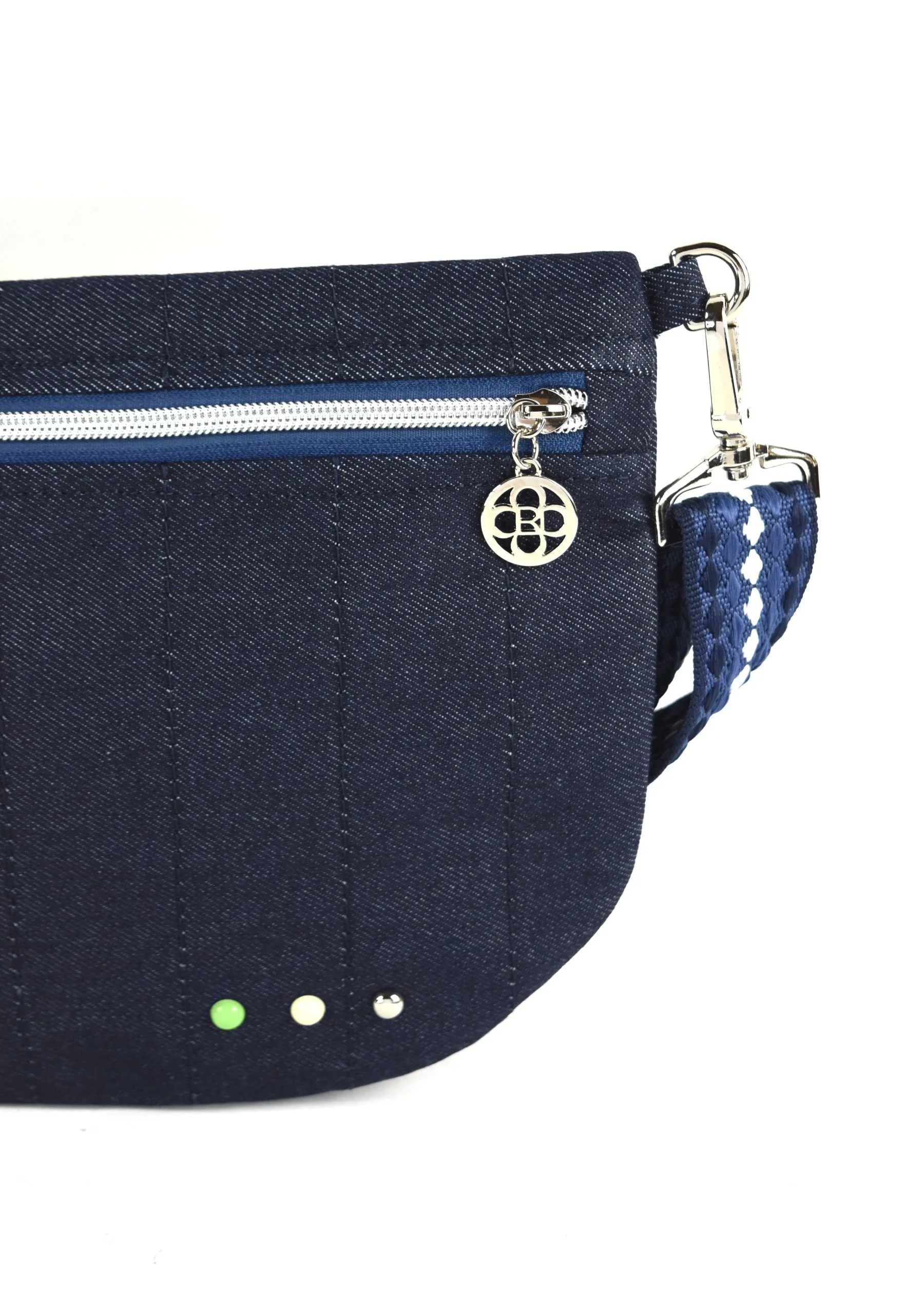 Blue Denim Bum Bag A Silver Detail.JPG