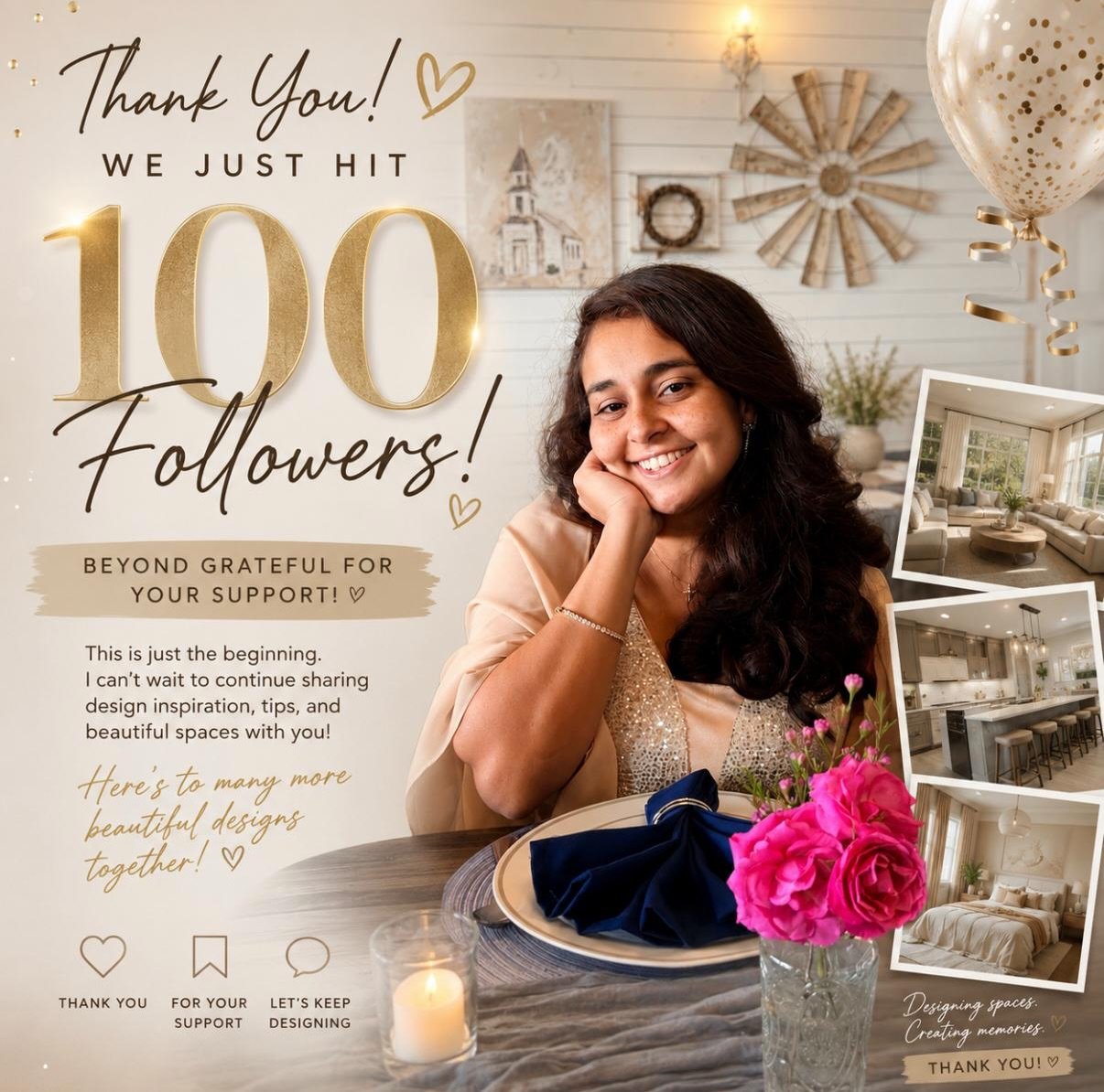 Thank you for being here! 🥹✨ This is only the beginning&hellip;

🏡 More design inspiration
✨ More transformations
💡 More tips &amp; ideas
🎨 And plenty of beautiful spaces to come!

Stay tuned&hellip; 

#100Followers #InteriorDesign #InteriorDesig