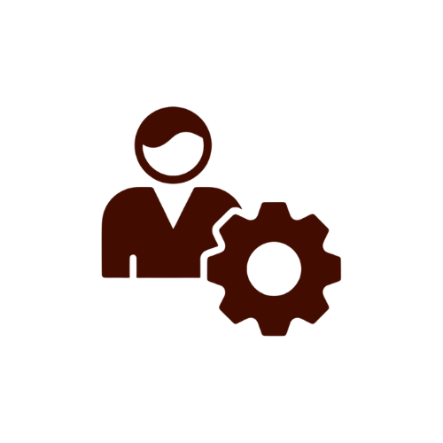 Icon of a person with a gear, representing user settings or configuration.
