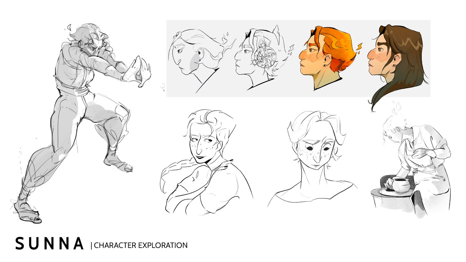 Character design of the project Sunna, About a girl who gets phoenix fire powers. 