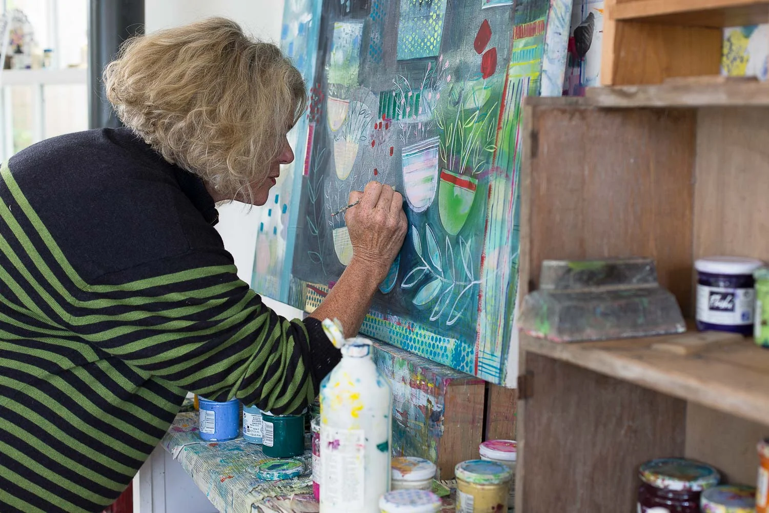 Painting in the studio