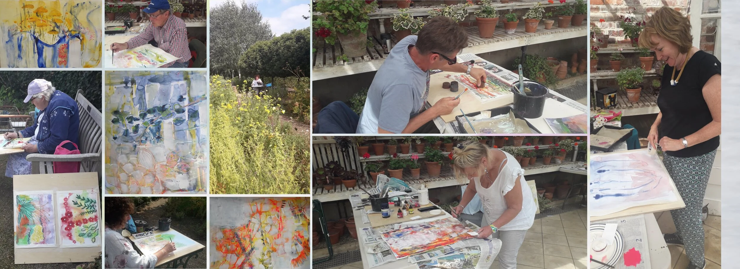 Participants at the Helmsley Walled Garden painting workshops