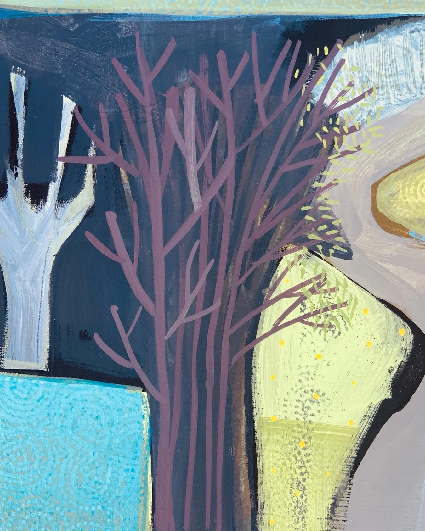 Bulmer Bank (section) beginnings

I can tell this is going to be a tricky one but have faith it will be good in the end. I&rsquo;m always pushing the boundaries and experimenting with different colour palettes. Presently this painting is at peak dest