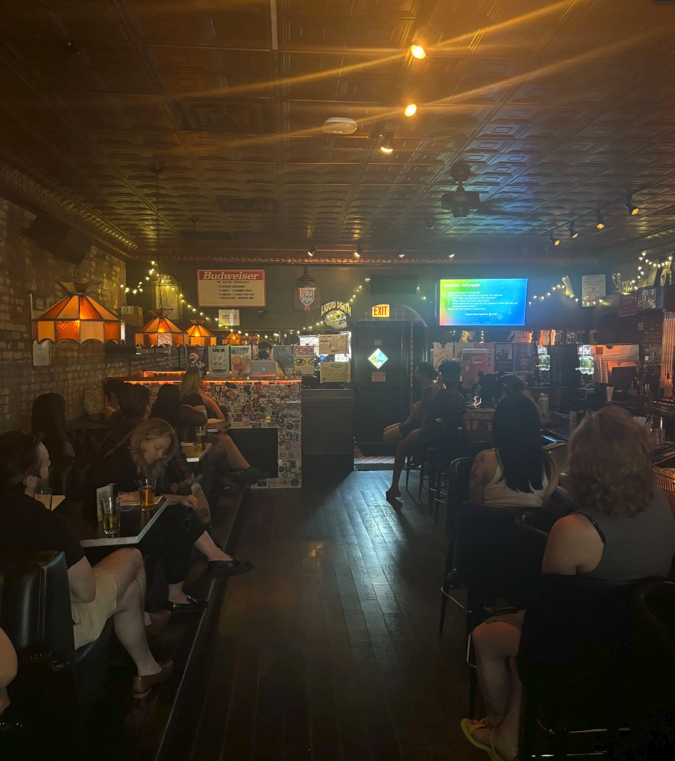 a chaad workshop in progress in a dimly lit room