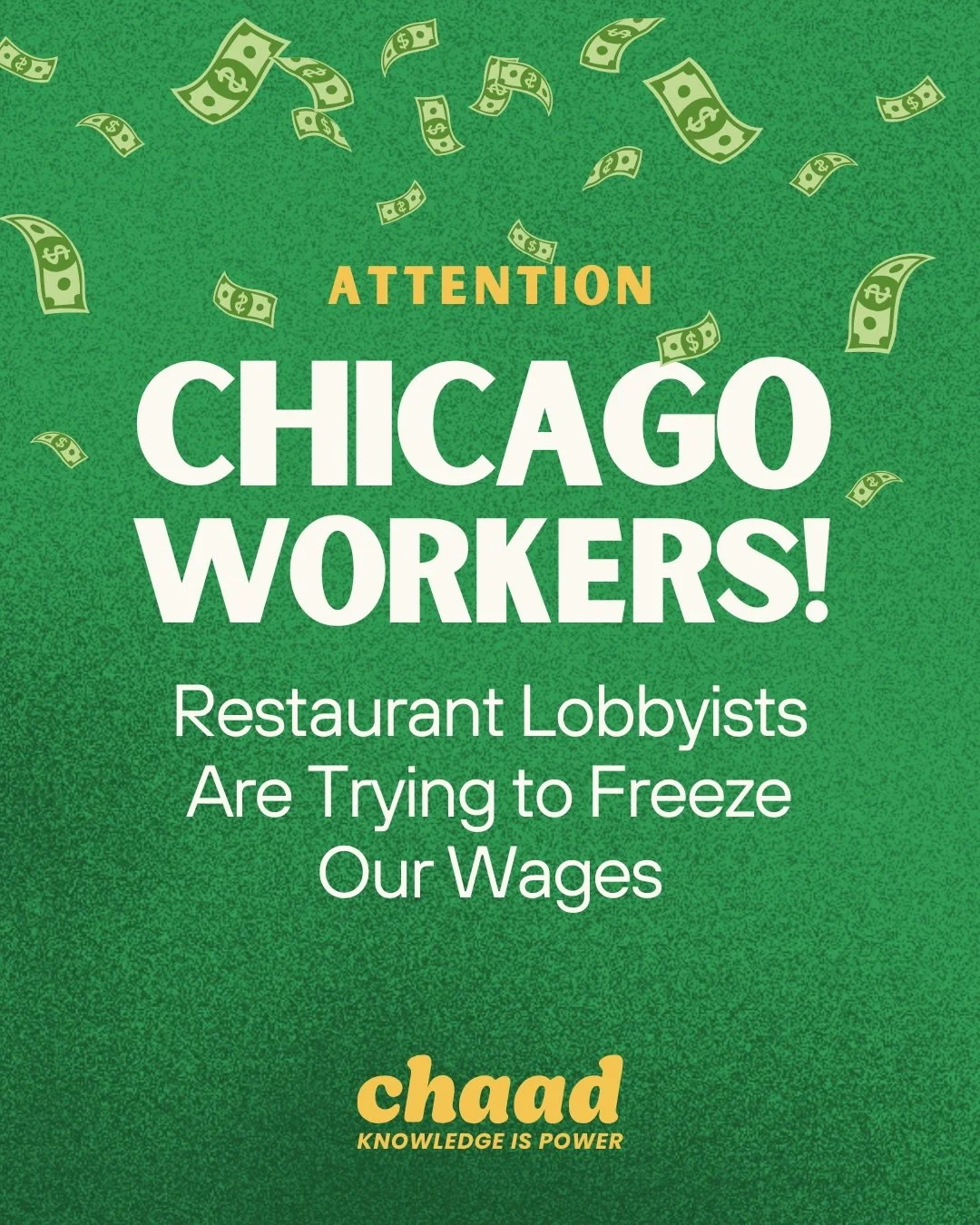 ‼️Chicago hospitality workers &mdash; this is urgent.‼️ 

Restaurant lobbyists are pushing City Council to freeze tipped worker wages, blocking the raise scheduled for July 1, 2026 under One Fair Wage.

This vote happens March 18.

Call your alderper