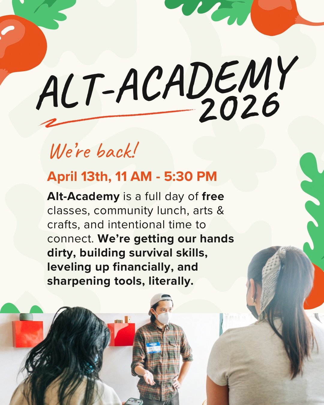 Free skill-share classes for Chicago restaurant &amp; bar workers are BACK 🍽️✊

Alt Academy 2026 is a full day of learning, building, and being in community. This isn&rsquo;t just about skills. It&rsquo;s about shifting power, sharing knowledge, and