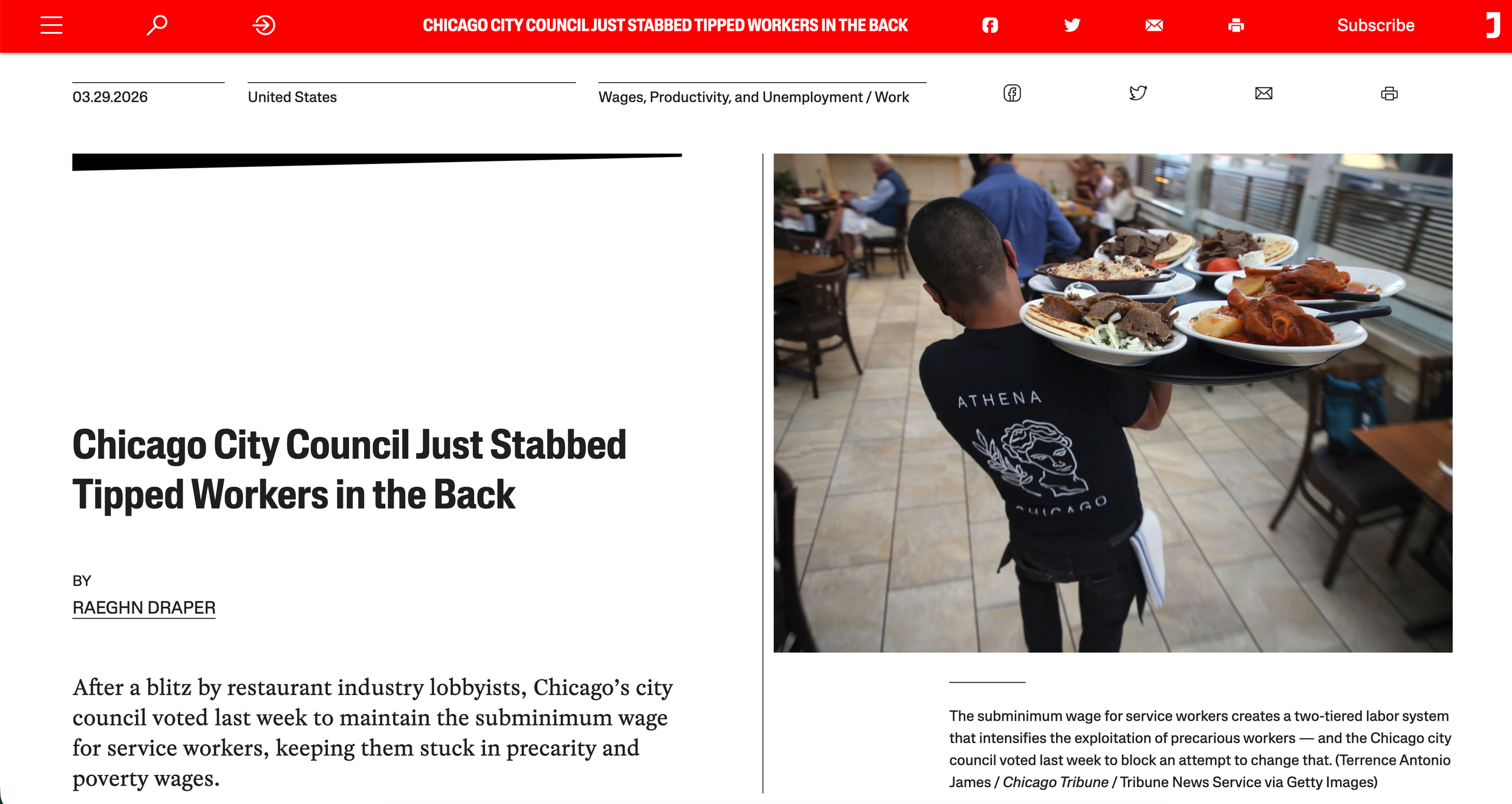 Chicago City Council Just Stabbed Tipped Workers in the Back