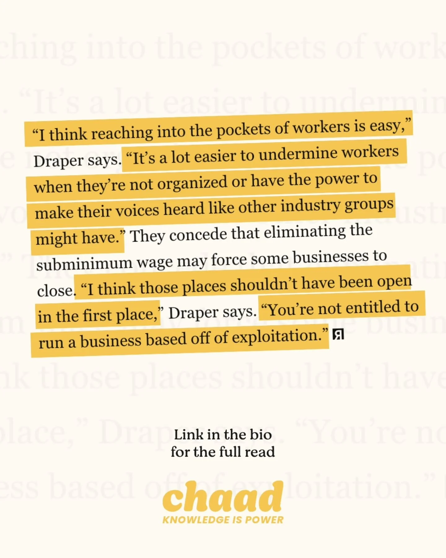 Chicago&rsquo;s tipped workers have always deserved more than a subminimum wage. This piece breaks down the fight for One Fair Wage, the pushback from the restaurant industry, and what&rsquo;s really at stake for hospitality workers across the city.
