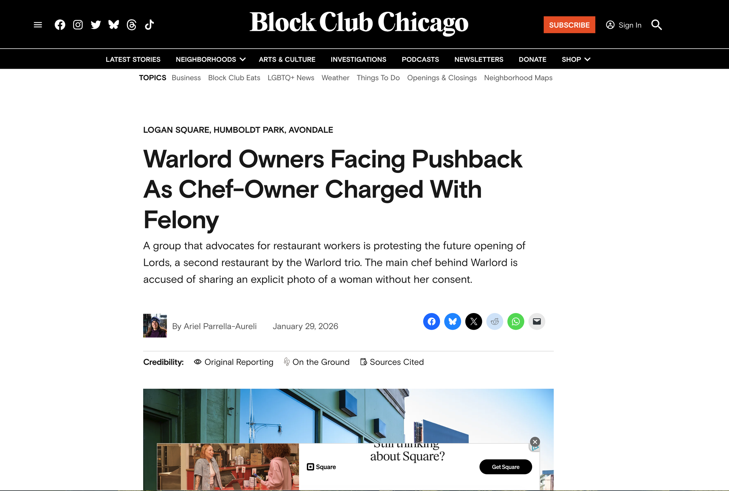 This is a screenshot of Block Club Chicago News article