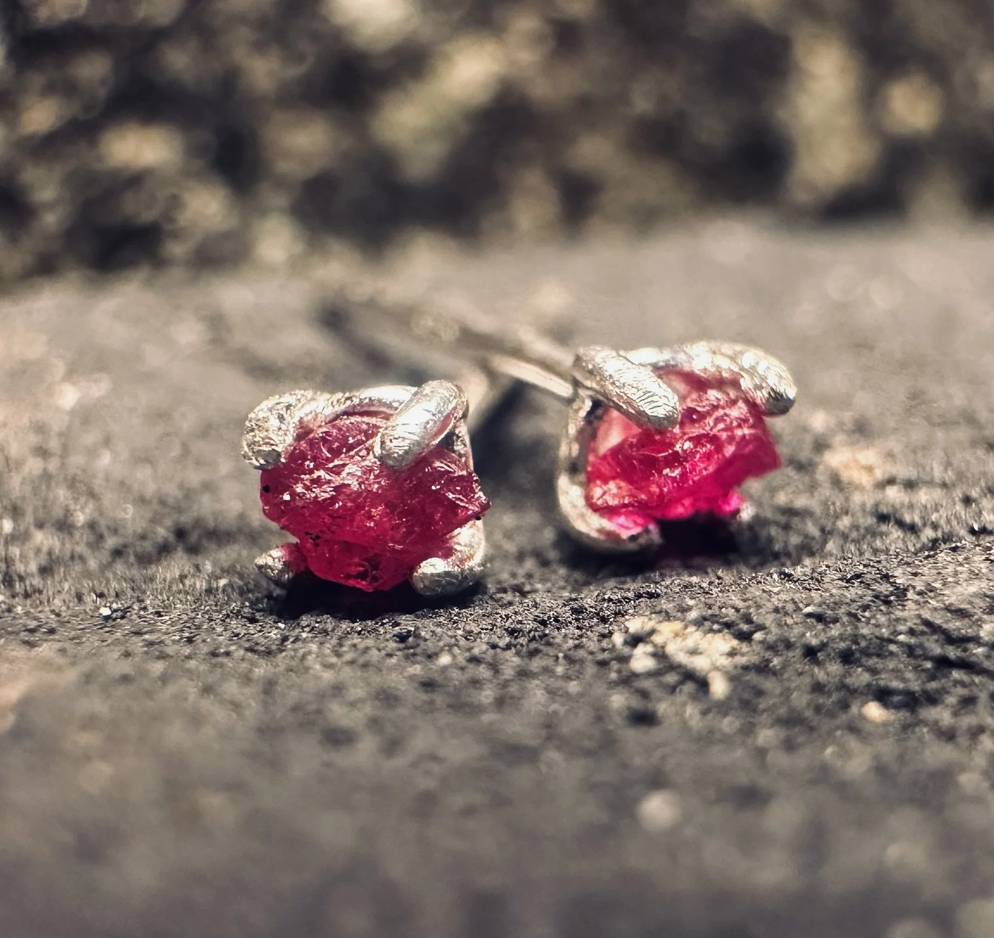 Rough Ruby Studs