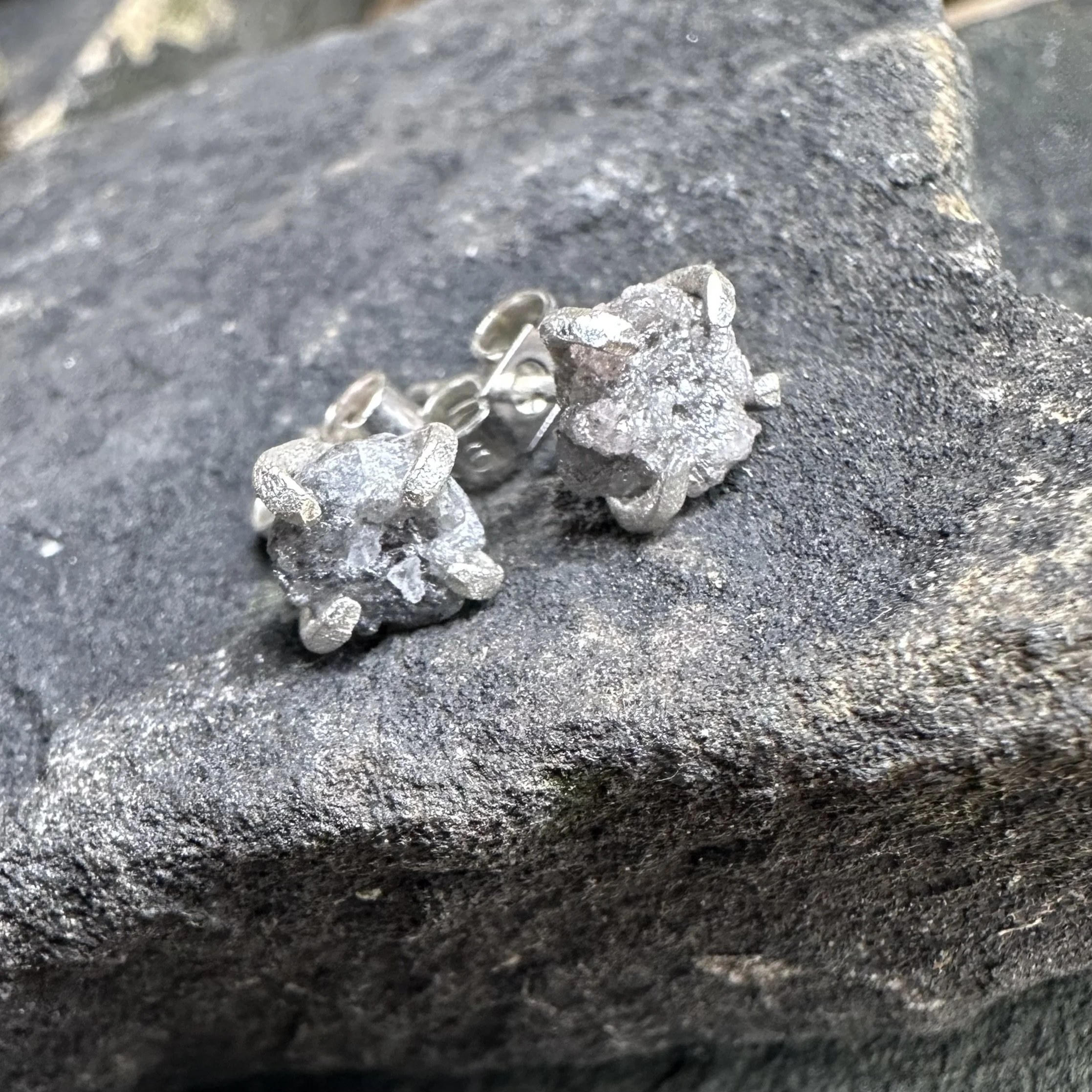 Rough Grey Diamond Studs