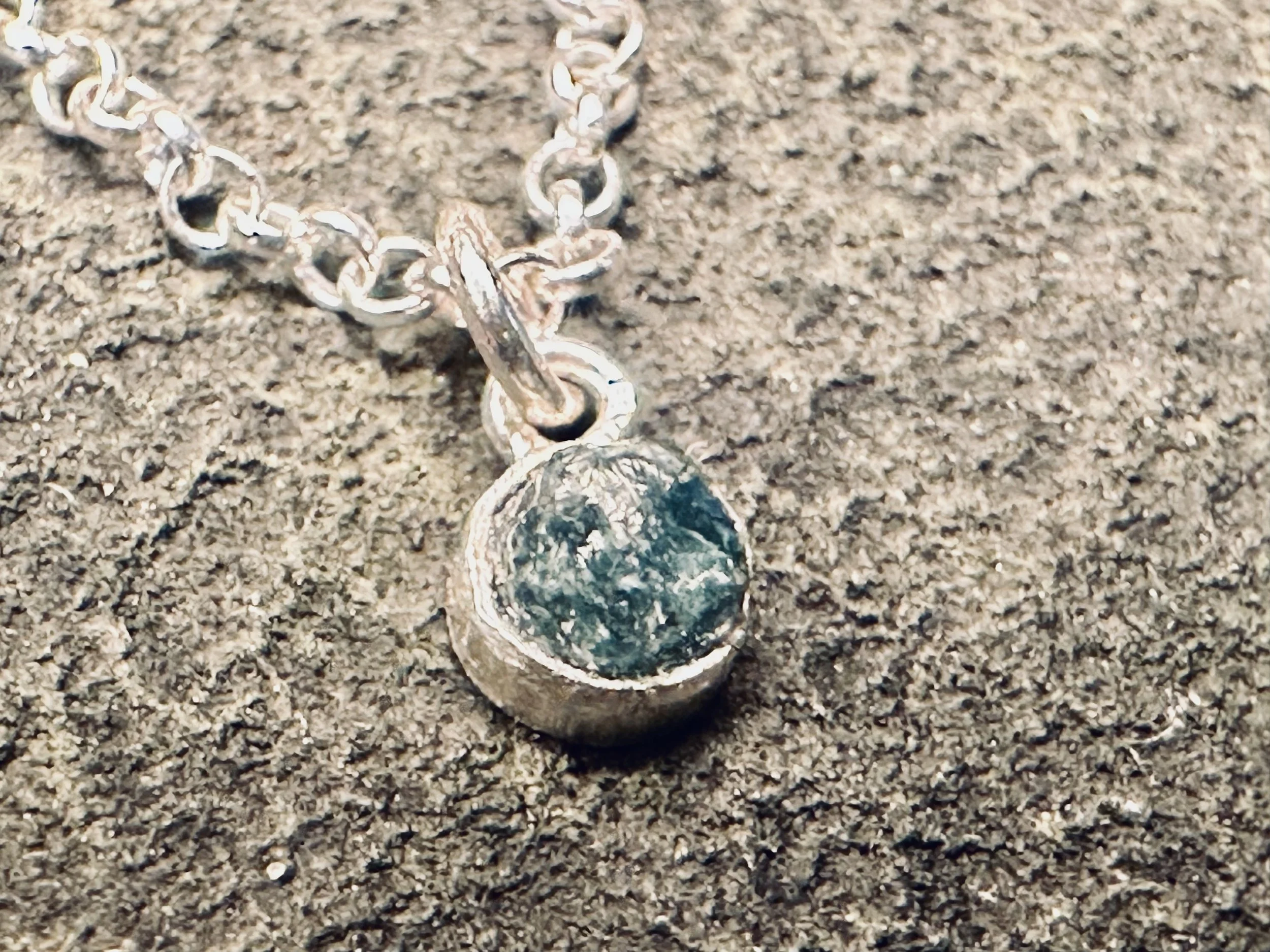 Blue Diamond with Sterling Silver Belcher Chain