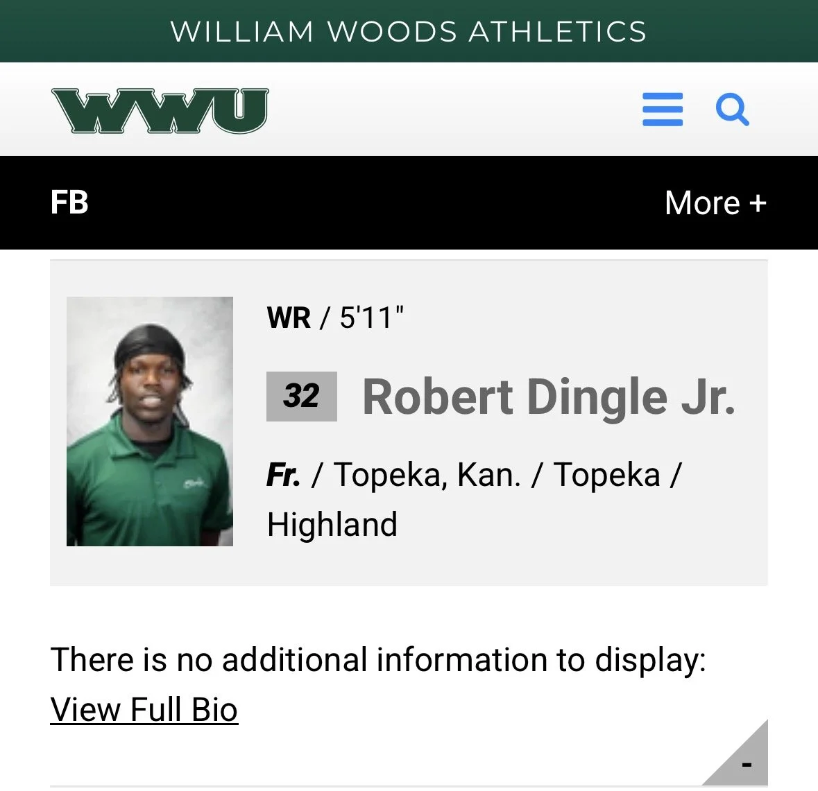 Robert Dingle Jr. (WR) - William Woods University