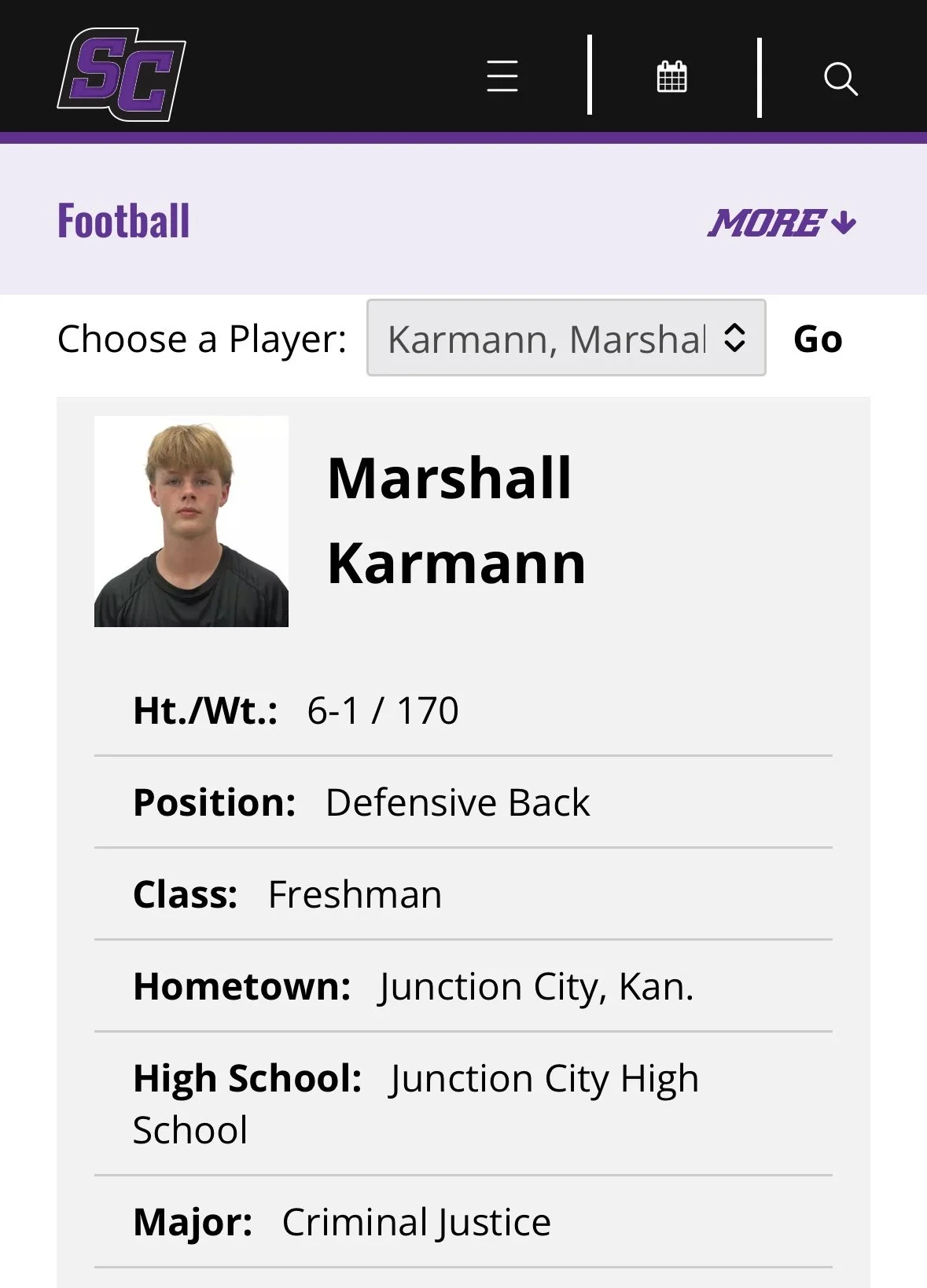 Marshall Karmann (DB) - Southwestern College