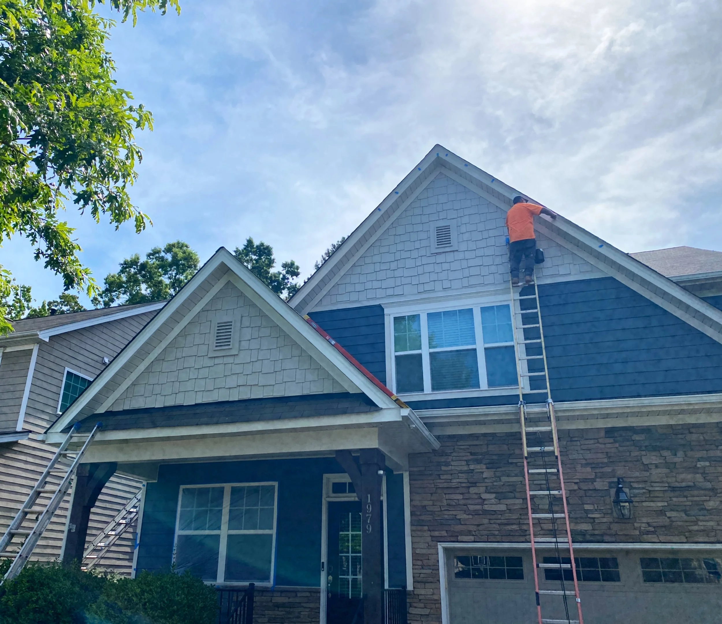 Afraid of heights? Trust the pros to get the job done safely. Call or text for a free estimate: 919-525-6758 or fill out the form on our website. www.forgepainting.com