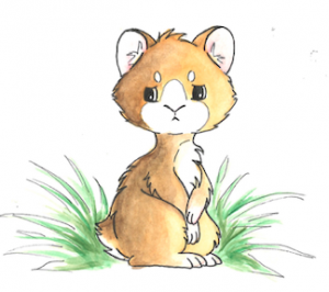 A cute, cartoon-style hamster sitting on grass