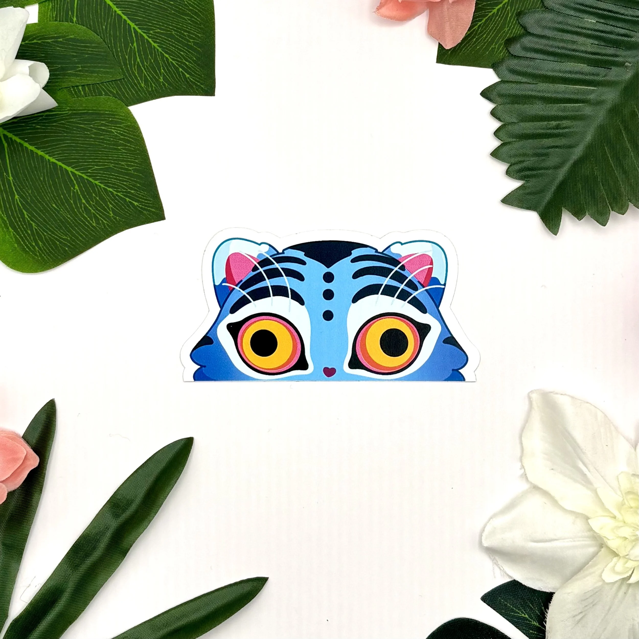 Blue Tiger Peeker Sticker