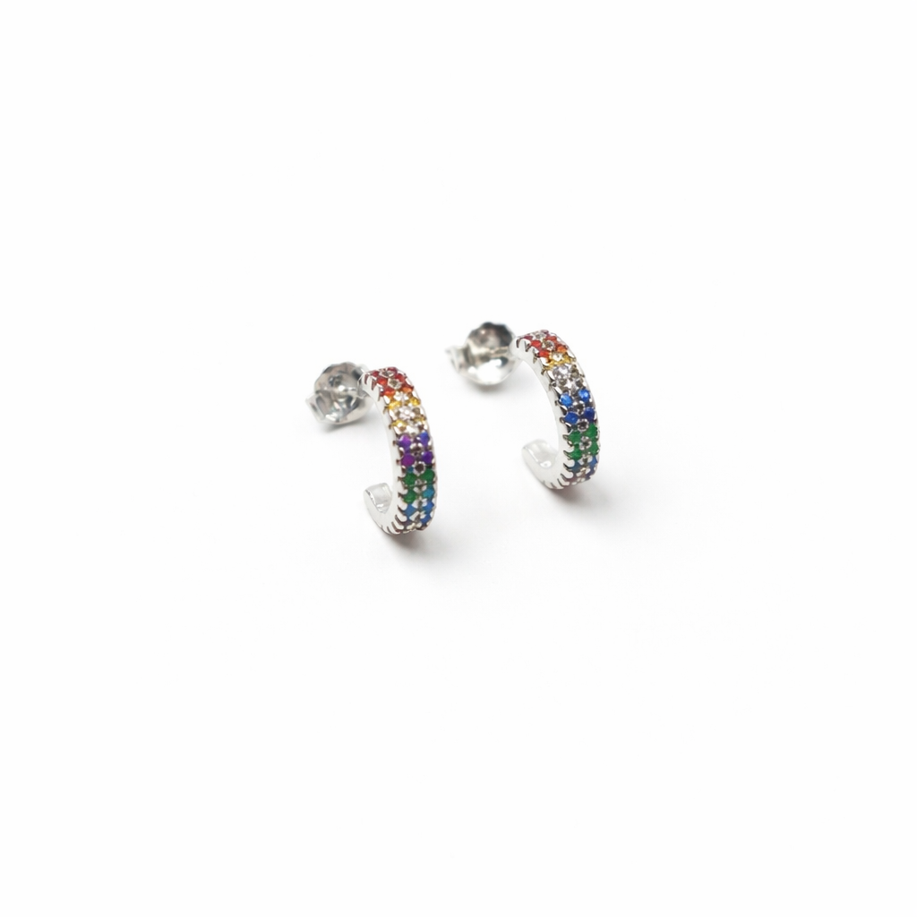 Joyful Multicolor Stone Hoop Earrings