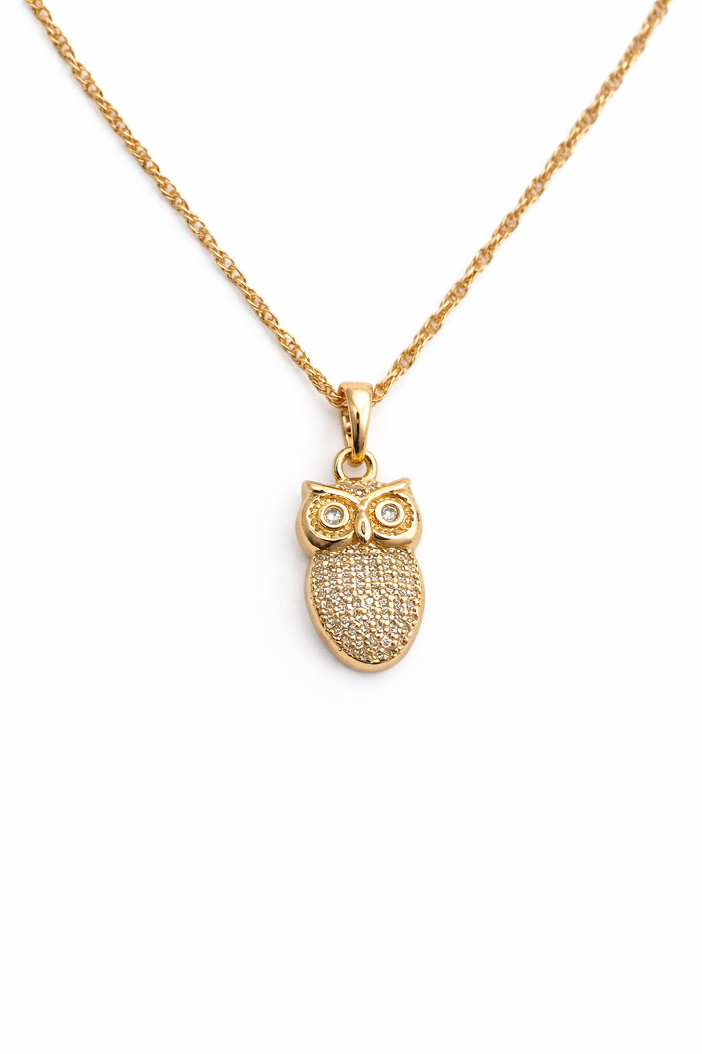 Wise Owl Pavé Crystal Necklace