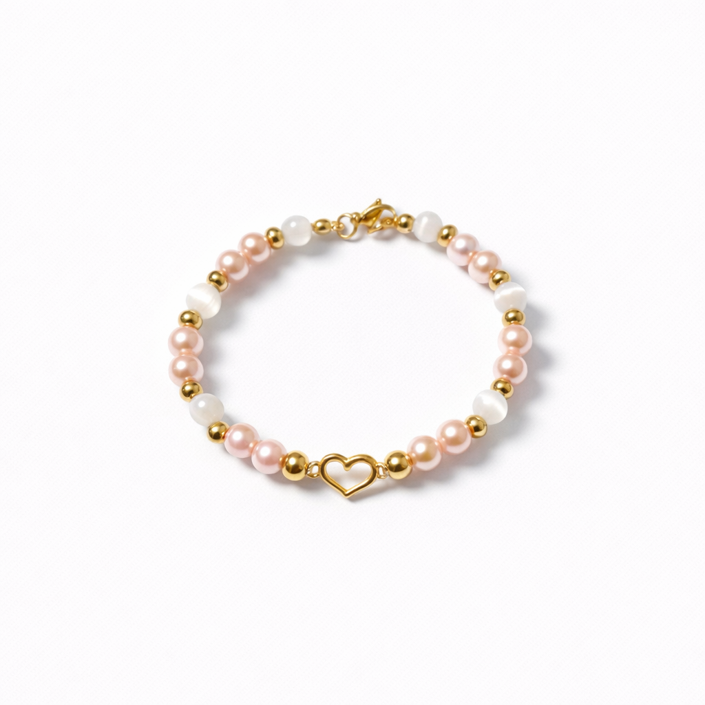 Blush Pearl Heart Bracelet